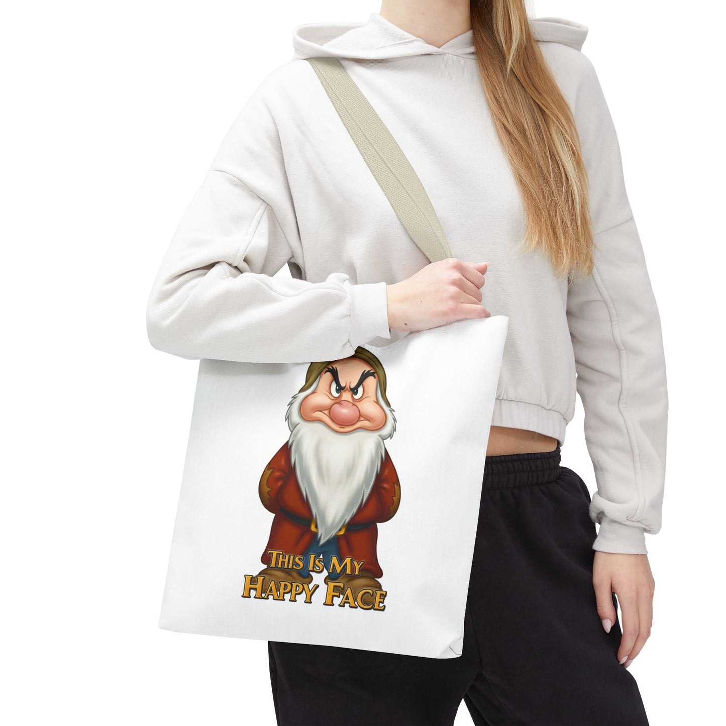 Grumpy Dwarf Tote Bag - "This Is My Happy Face"