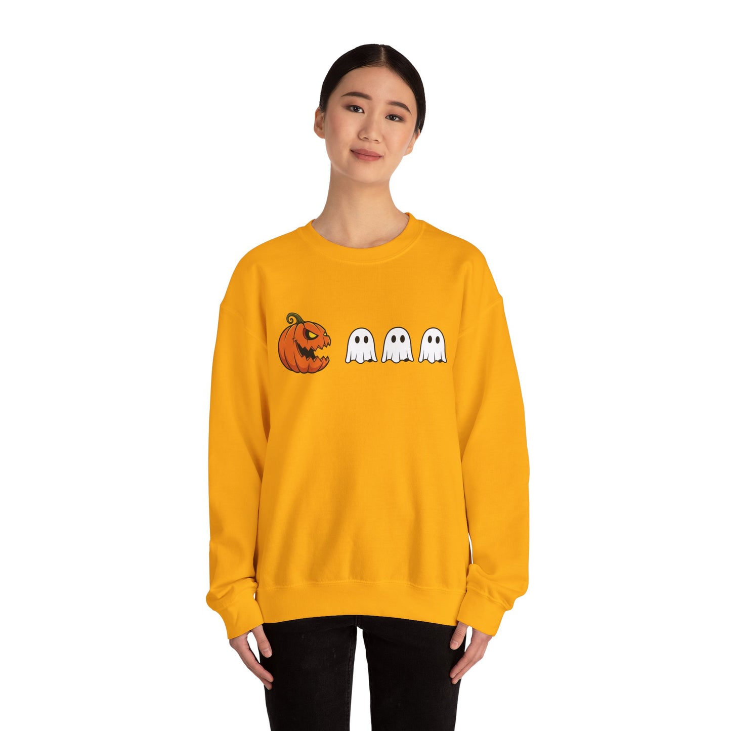 Pumpkin Ghost Sweatshirt, Funny Halloween Crewneck, Spooky Ghost Sweater, Cute Pumpkin Sweatshirt, Fall Outfit, Scary Face Sweatshirt