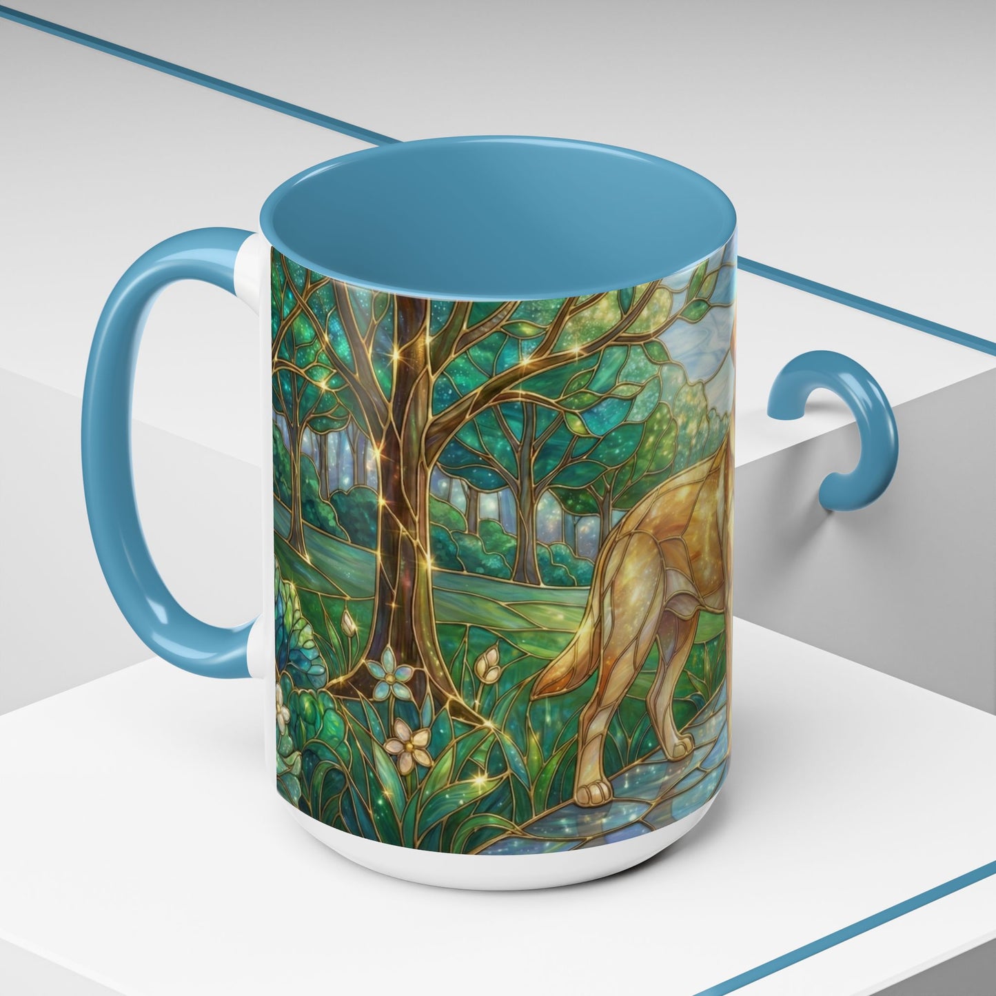 Stained Glass Labrador Mug, Dog Lover Coffee Mug, Labrador Retriever Art Cup, Pet Memorial Gift, Colorful Dog Mug, Nature Art Mug