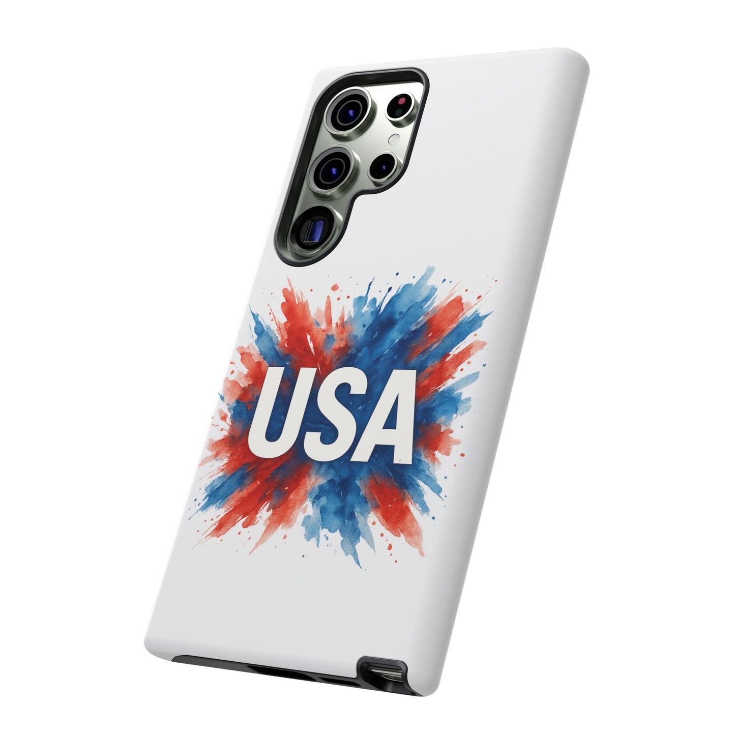 USA Splash Samsung Case - Patriotic Red White Blue Tough Cover, Dual-Layer Protection, 4th of July amd Veteran Gift for Galaxy