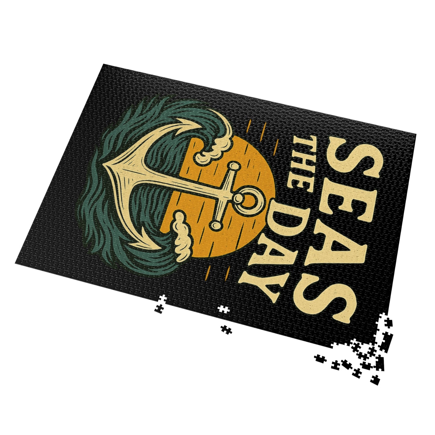 Seas the Day Puzzle – Nautical Jigsaw Puzzle with Anchor Design, Ocean Quote Gift for Puzzle Fans & Coastal Decor Lovers
