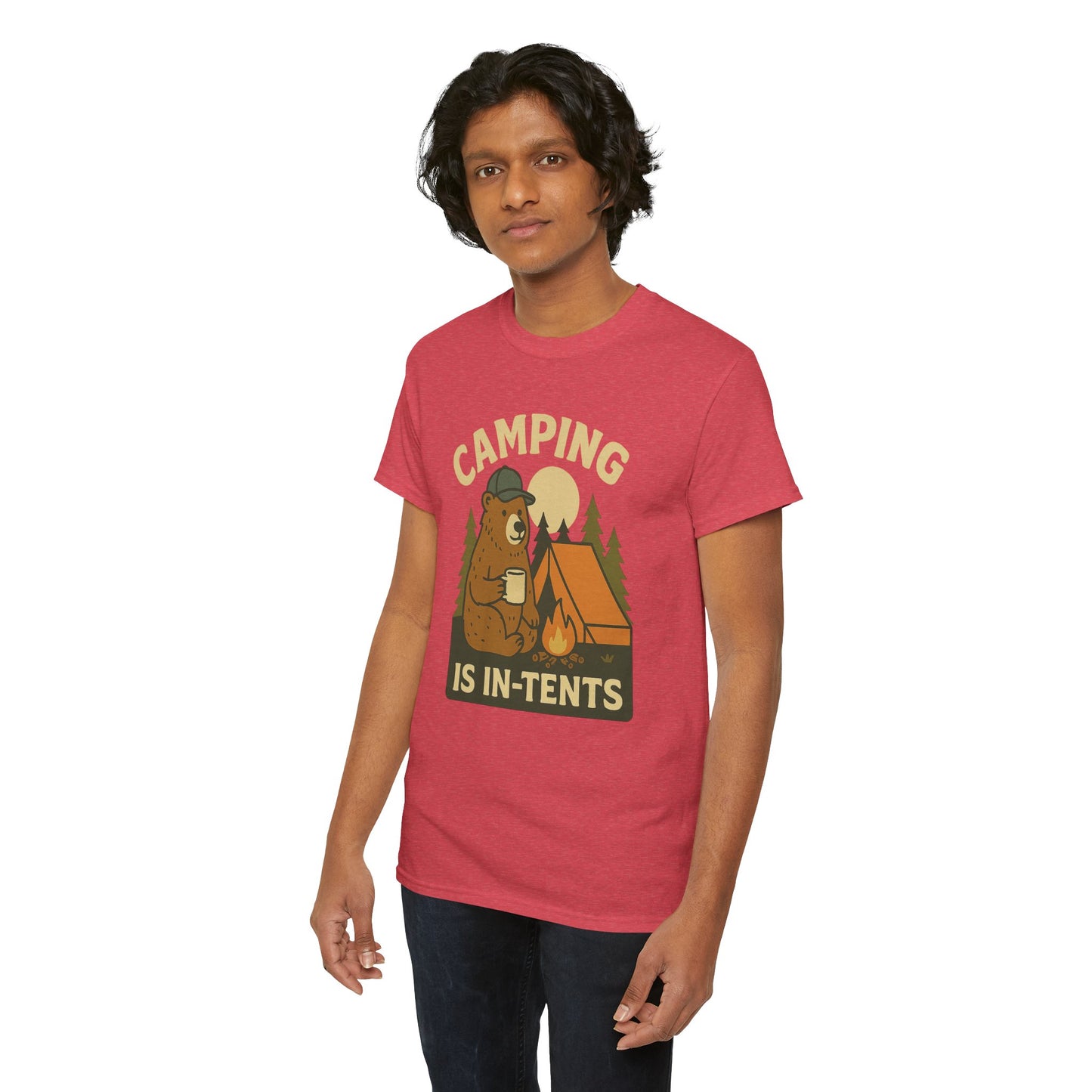 Camping Is In-Tents Funny Bear Camping Tee - Cute Outdoorsy Pun Shirt - Retro Campfire Graphic, Nature Lover Gift, Unisex Adventure Apparel