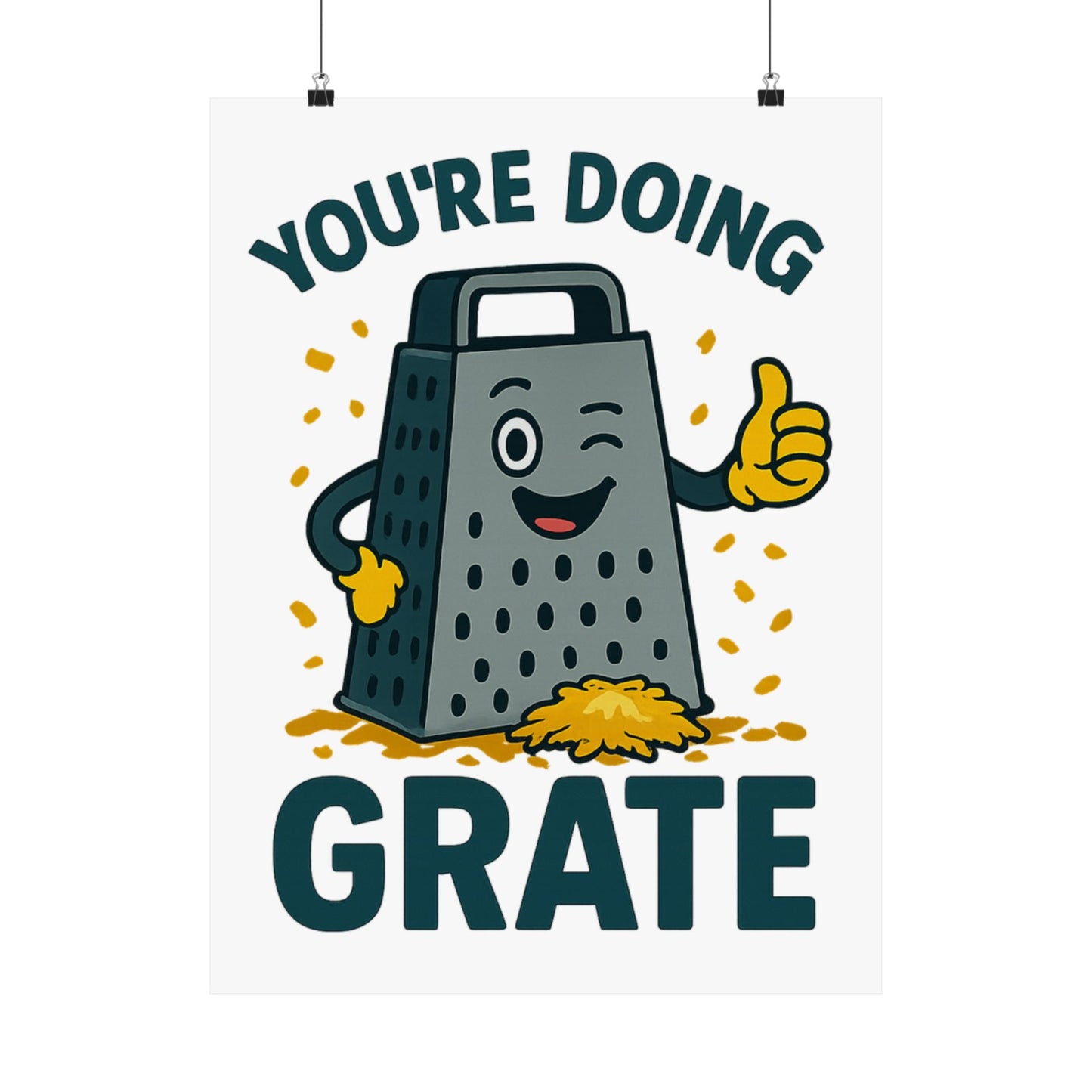 Poster - 'You're Doing Grate' Funny Decor Gift for Chef Kitchen Decoration Inspirational Saying for Cheese Lovers