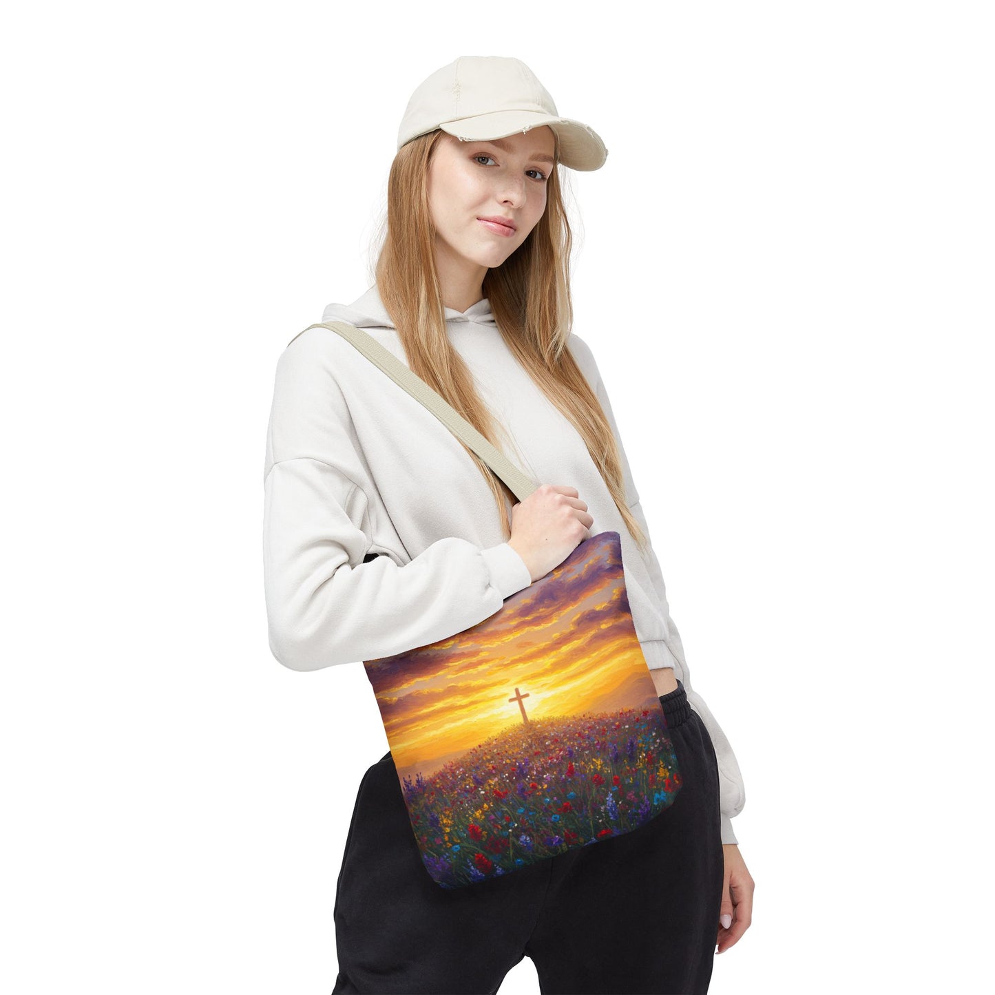 Cross Painted Tote Bag Christian Bag Inspirational Tote Spiritual Bag Religious Tote Bag