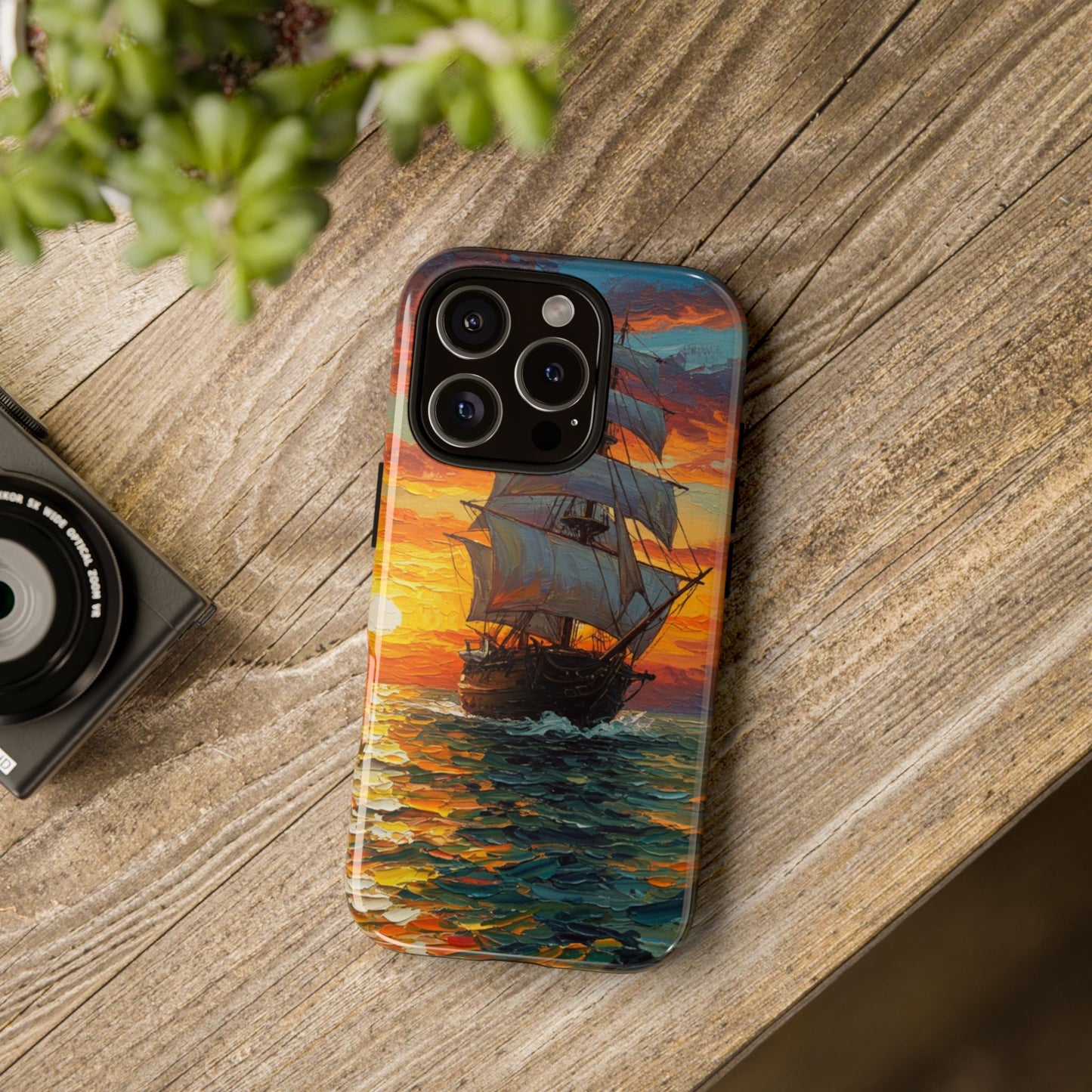 iPhone Case - Ship Sailing at Sunset Design