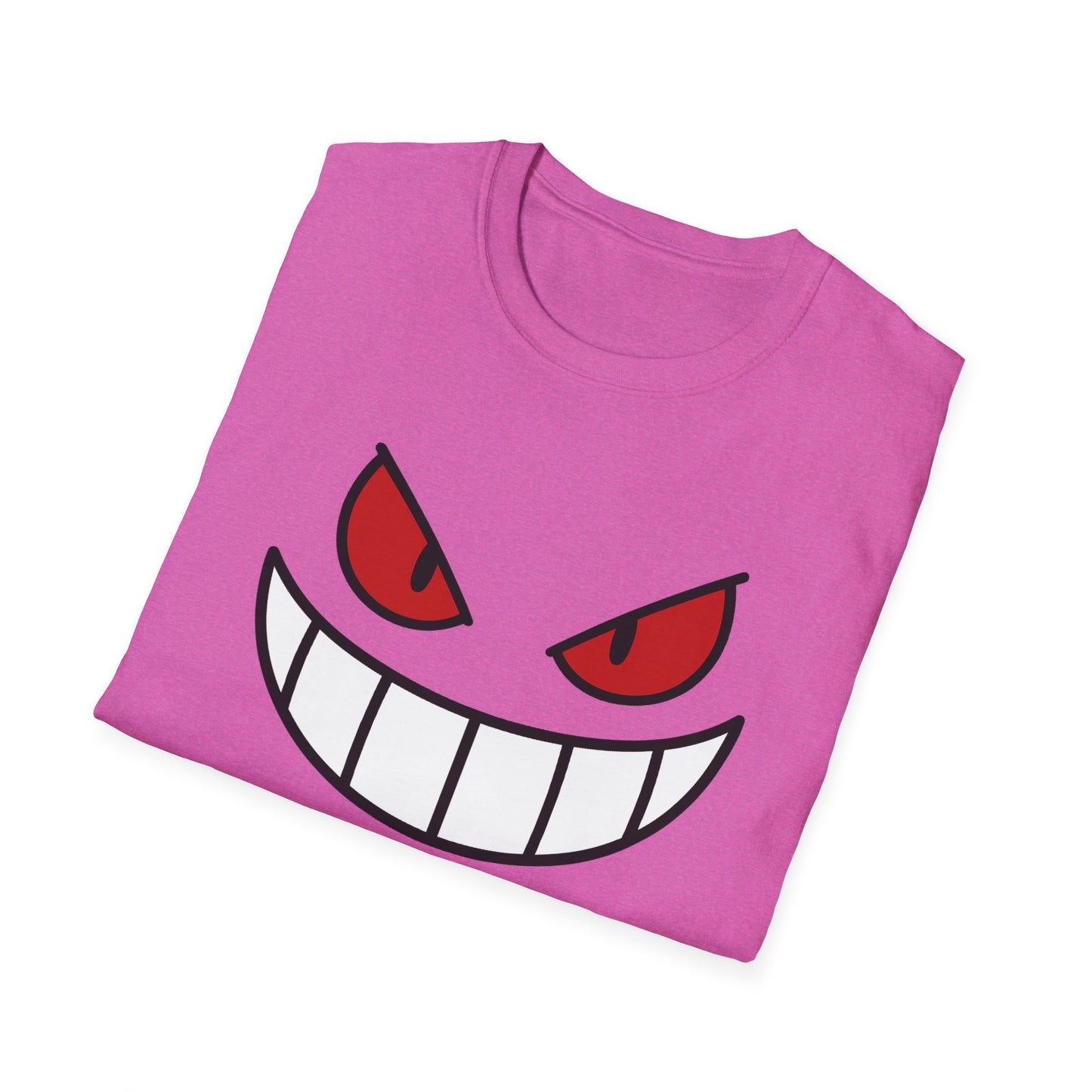 Spooky Grin Face T-Shirt - Creepy Ghost Smile Graphic Tee - Dark Humor Unisex Shirt - Anime Monster Style Funny Top