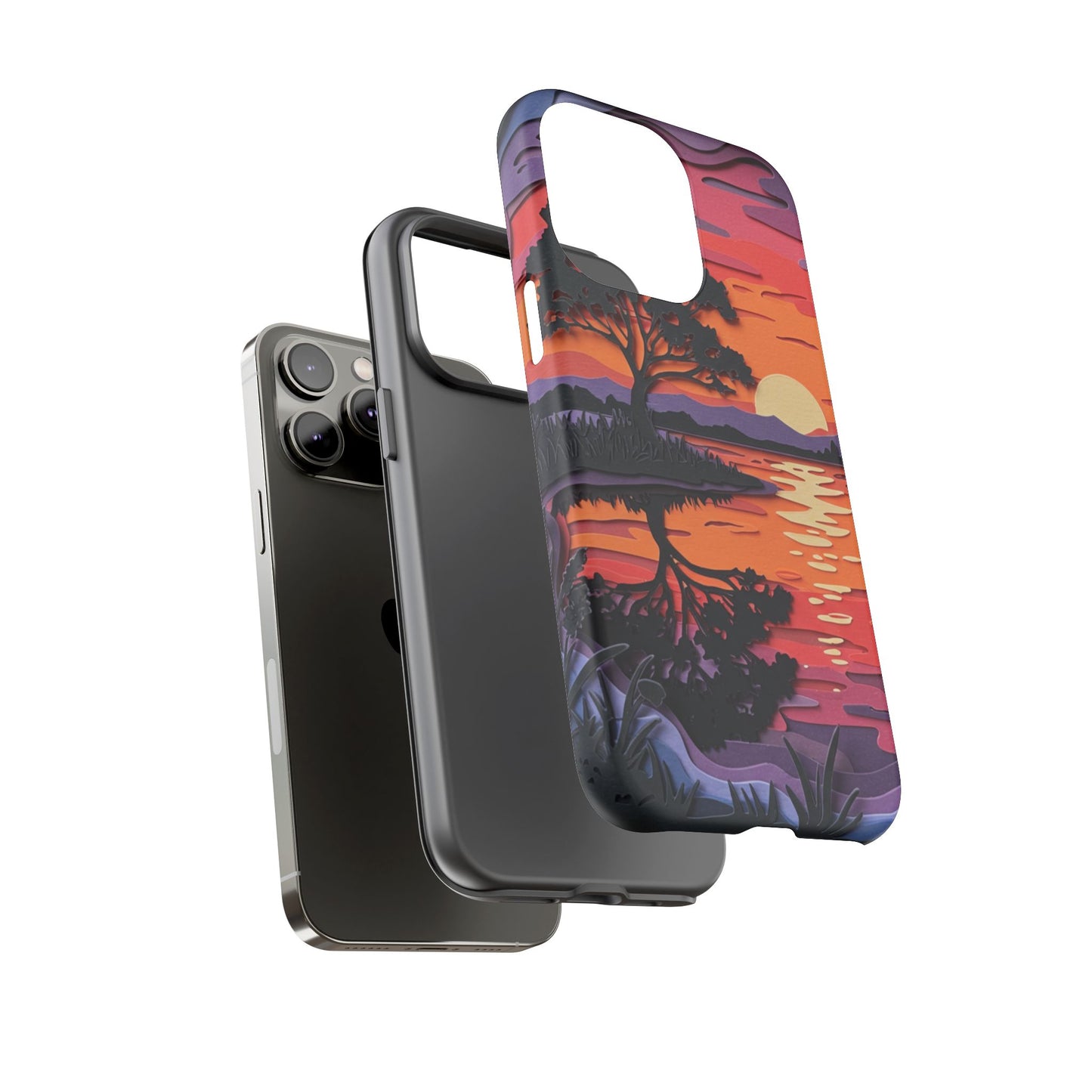 iPhone Case - Colorful Paper Art Sunset Design