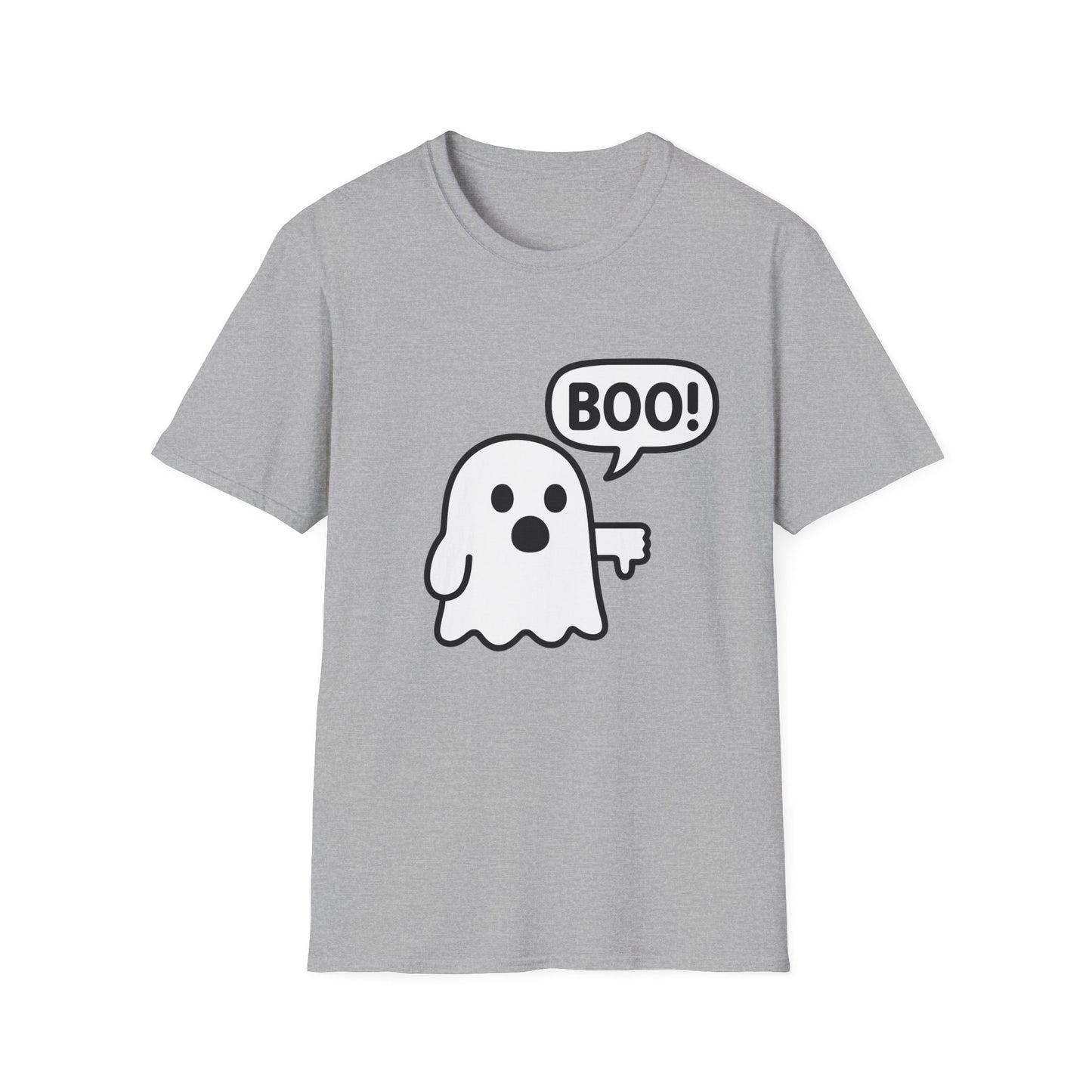 Cute Ghost Thumbs-Down 'Boo' Tee | Funny Halloween Play on Words Shirt | Spooky Season Ghost Tee | Fall Coquette Aesthetic Tee