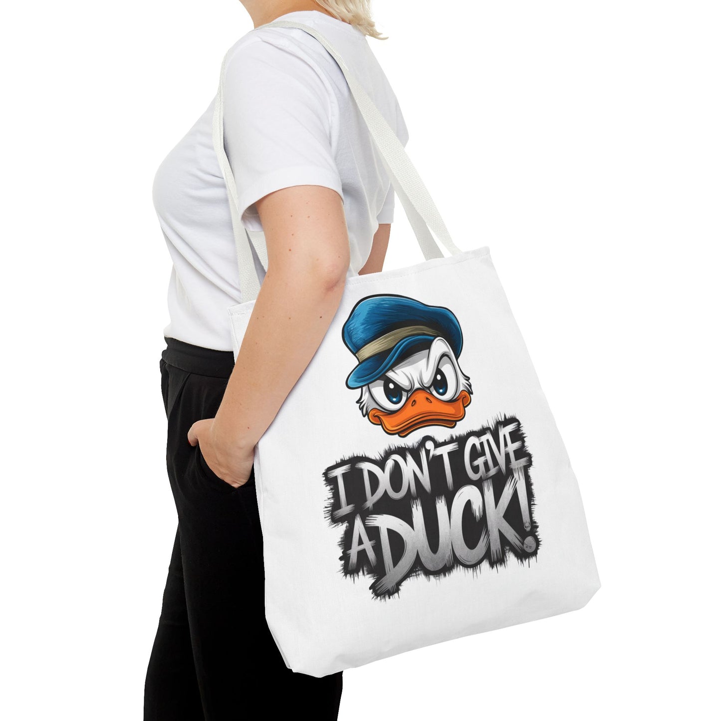 Funny Grumpy Duck Tote Bag | I Don’t Give A Duck Canvas Tote | Eco Reusable Cotton Gift Tote | Cute Animal Humor Market Bag