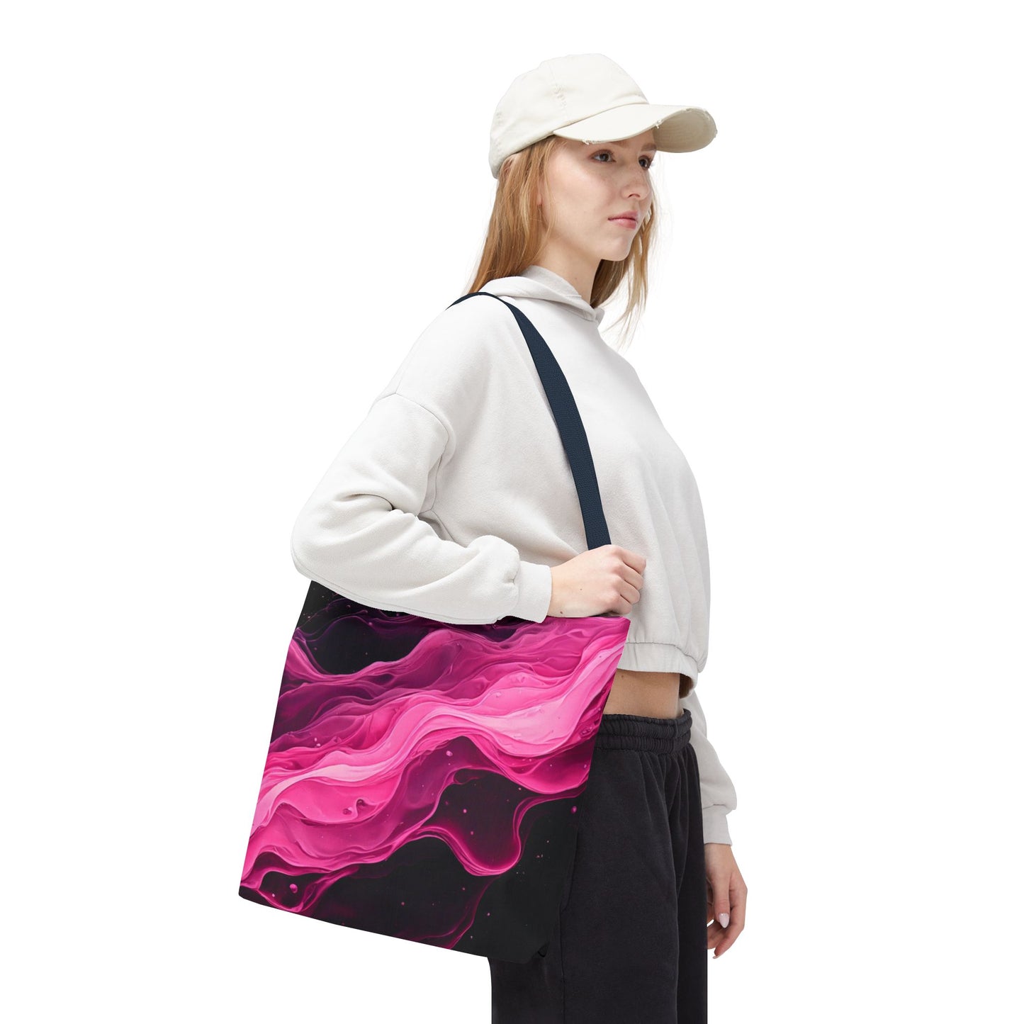 Pink Abstract Tote Bag | Bold Magenta Swirl Art Print Tote | Abstract Expressionism Carryall | Statement Shopper | Canvas Tote Bag