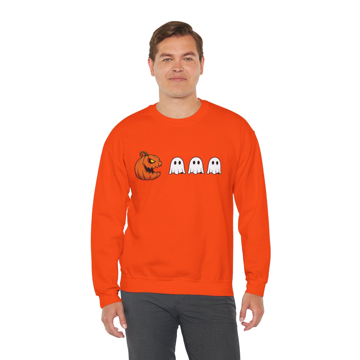 Pumpkin Ghost Sweatshirt, Funny Halloween Crewneck, Spooky Ghost Sweater, Cute Pumpkin Sweatshirt, Fall Outfit, Scary Face Sweatshirt