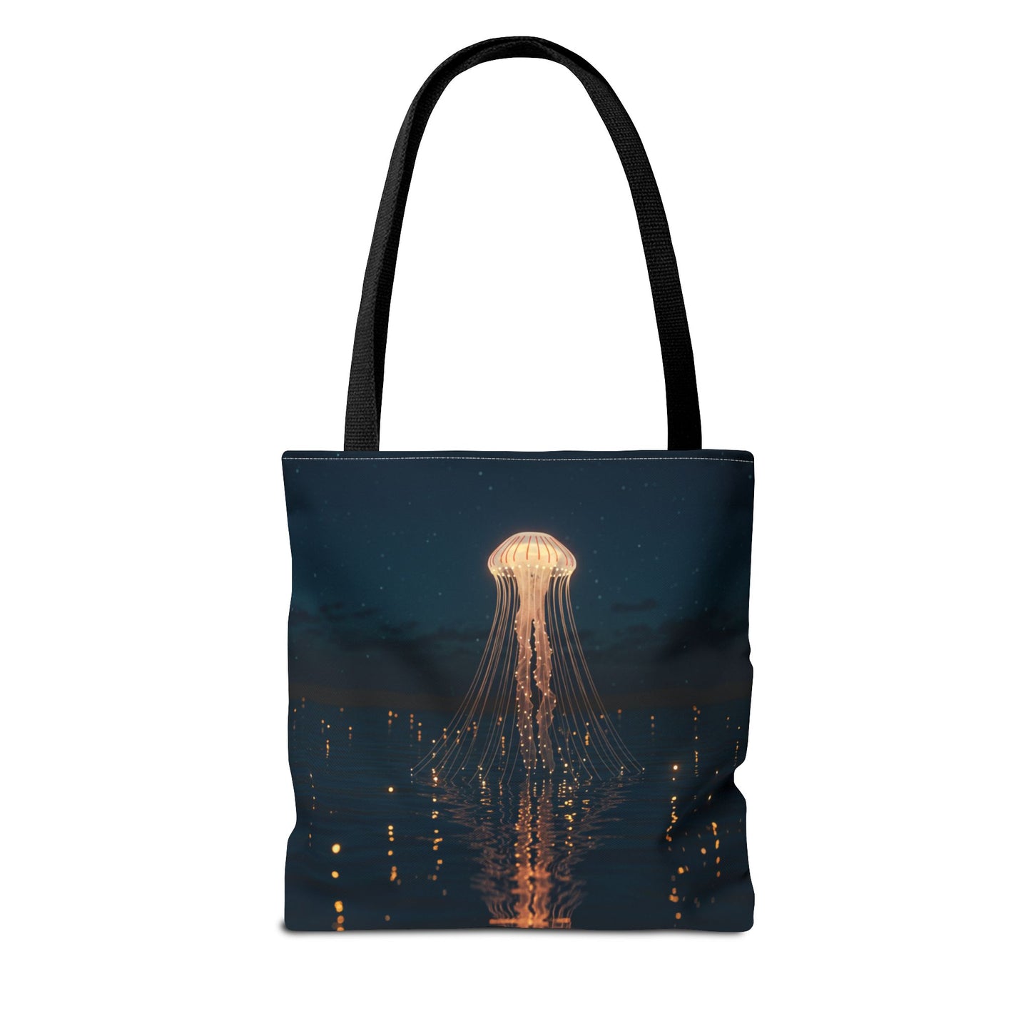Luminous Jellyfish Tote Bag, Glow-Inspired Ocean Design Shoulder Bag, Durable Polyester Tote For Everyday Style, Gifts, And Coastal Fashion