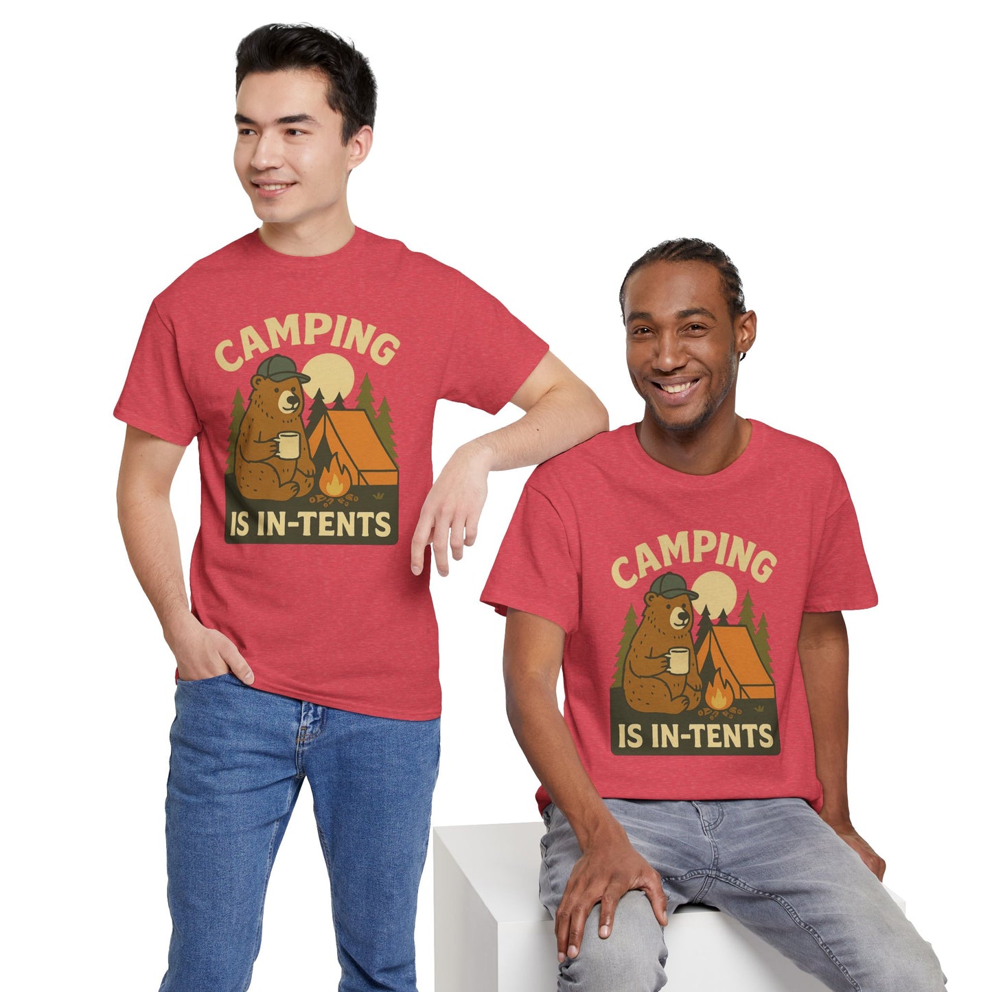 Camping Is In-Tents Funny Bear Camping Tee - Cute Outdoorsy Pun Shirt - Retro Campfire Graphic, Nature Lover Gift, Unisex Adventure Apparel