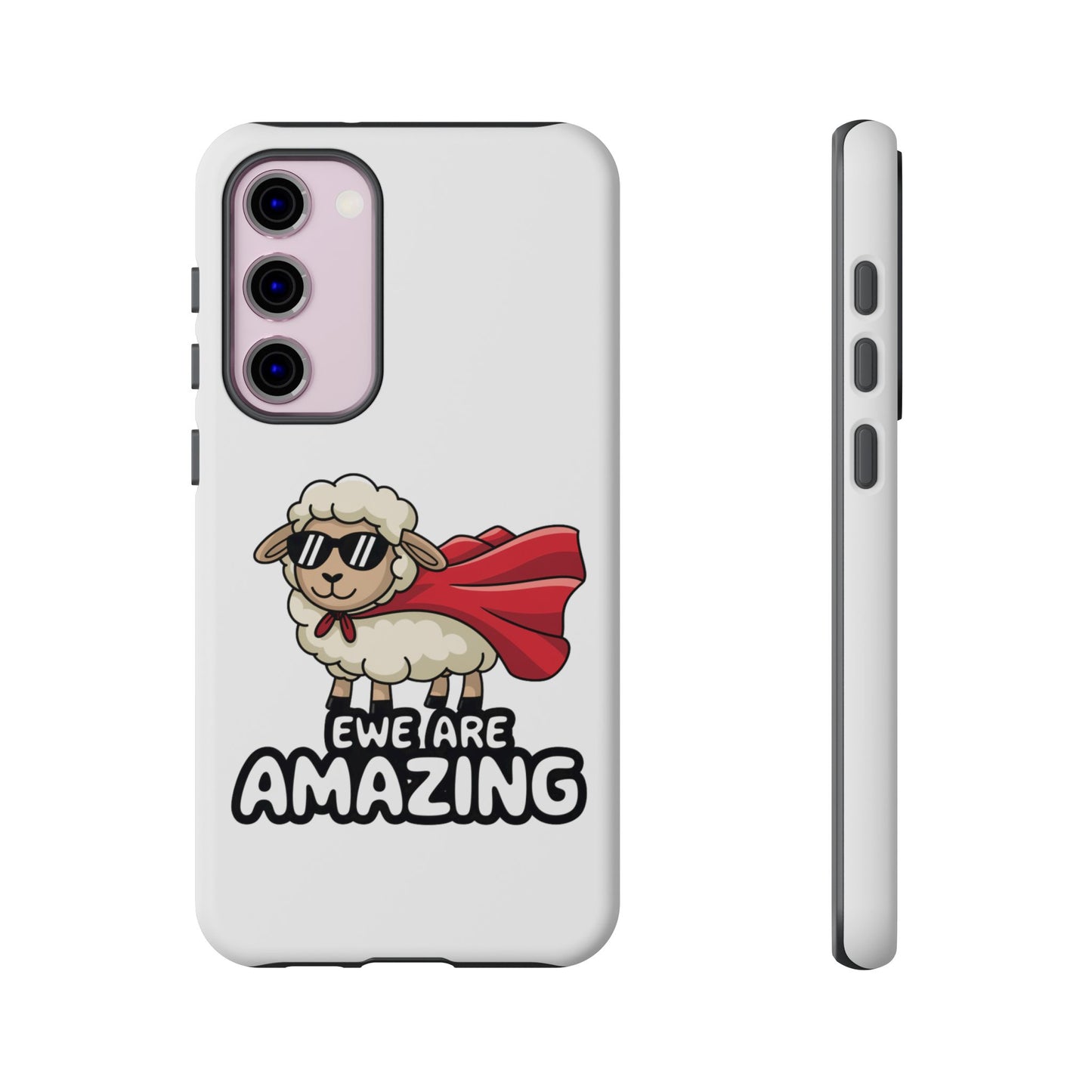 Funny Samsung Case - Cute Sheep Phone Cover - "Ewe Are Amazing" Gift for Her or Him - Animal Pun Superhero Case - Samsung Case