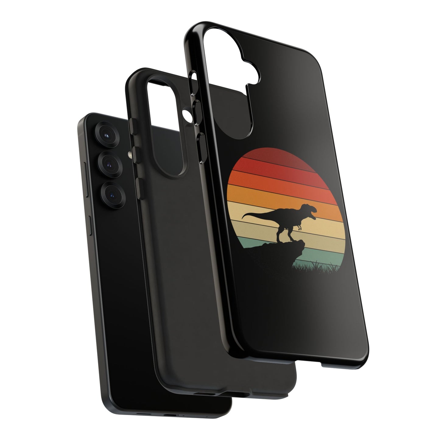 Retro Sunset Dinosaur Samsung Case | T-Rex Silhouette Vintage Gradient Cover for Galaxy S25/S24/S23 Series Dinosaur Phone Case