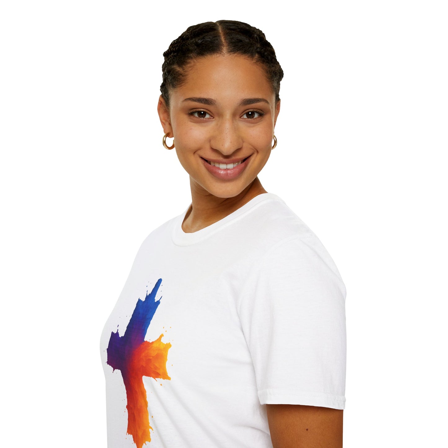 Colorful Abstract Cross T‑Shirt | Bold Grunge Paint Splatter Christian Tee | Unique Vibrant Gift | Inspirational Faith Graphic Shirt