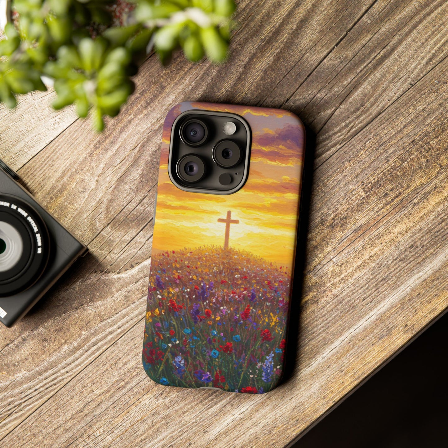 iPhone Case: Monet Style Cross Phone Case Christian Case Inspirational iPhone Case Spiritual Phone Case