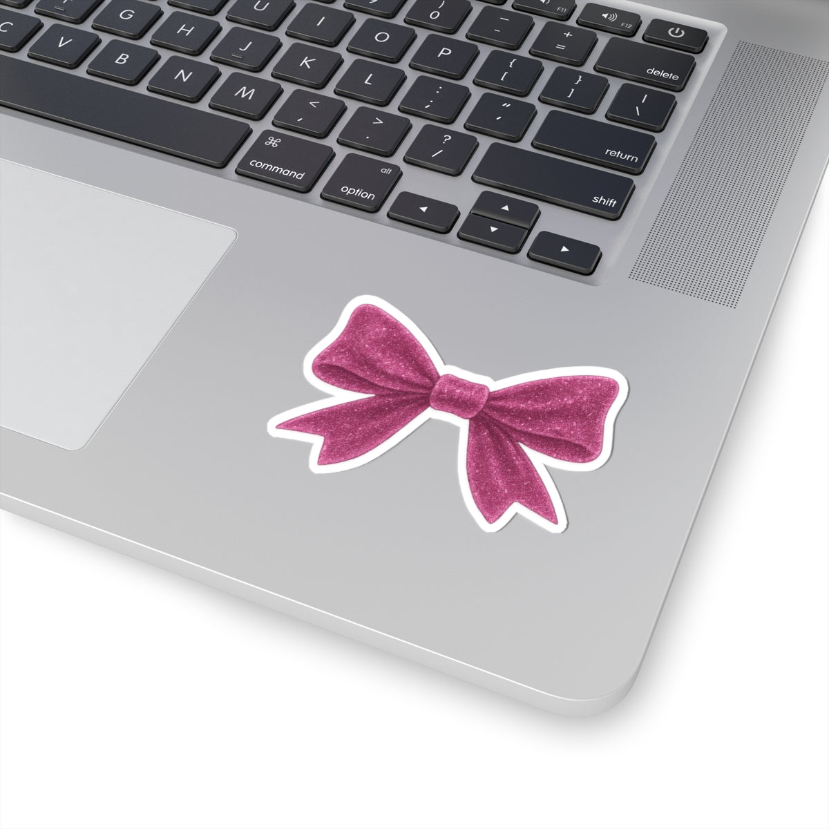 Pink Bow Sticker Cute Glitter-Look Vinyl Decal for Laptop, Water Bottle, or Notebook, Girly Aesthetic Gift