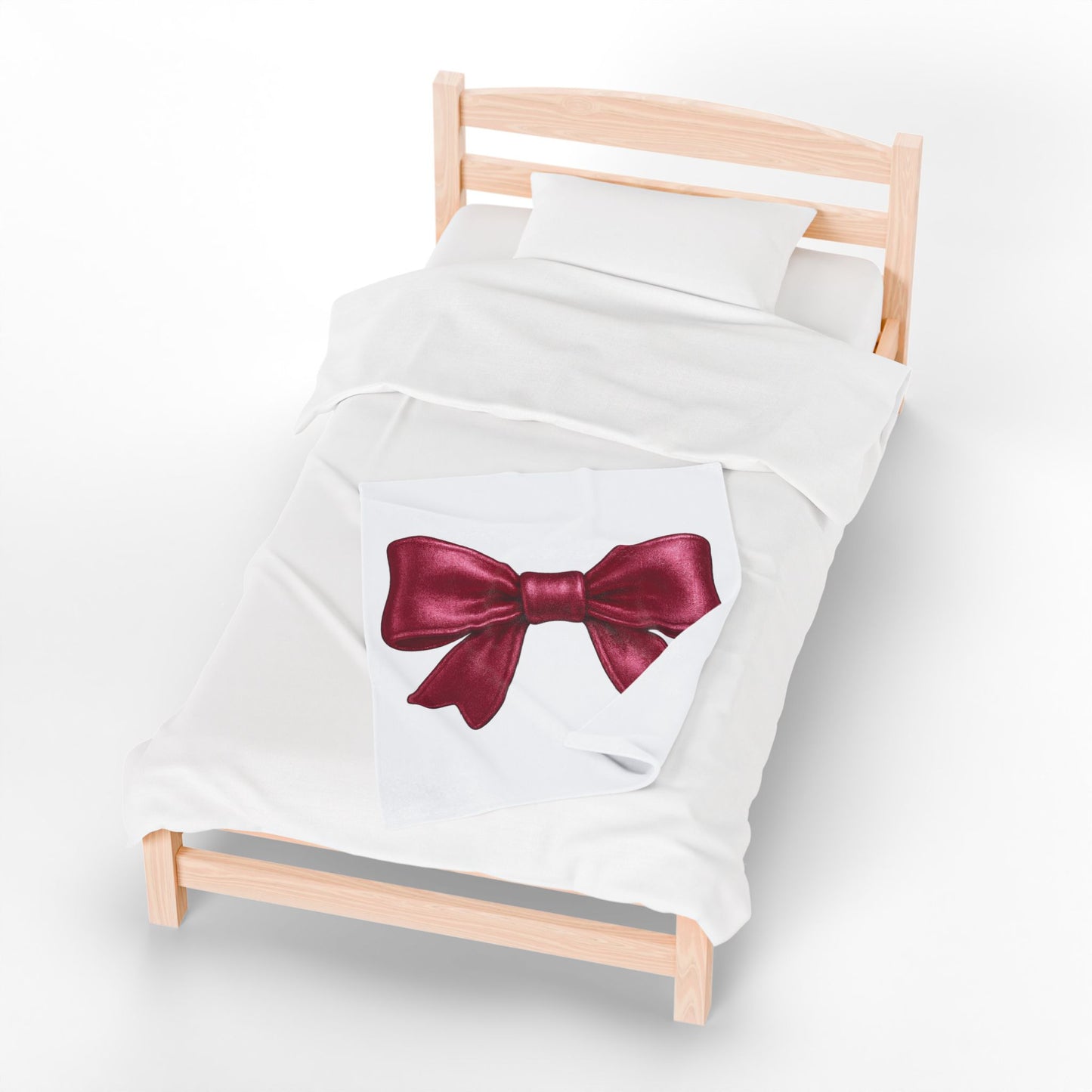 Coquette Bow Blanket – Burgundy Ribbon Throw Blanket, Girly Aesthetic Gift, Soft Cozy Bed or Couch Decor