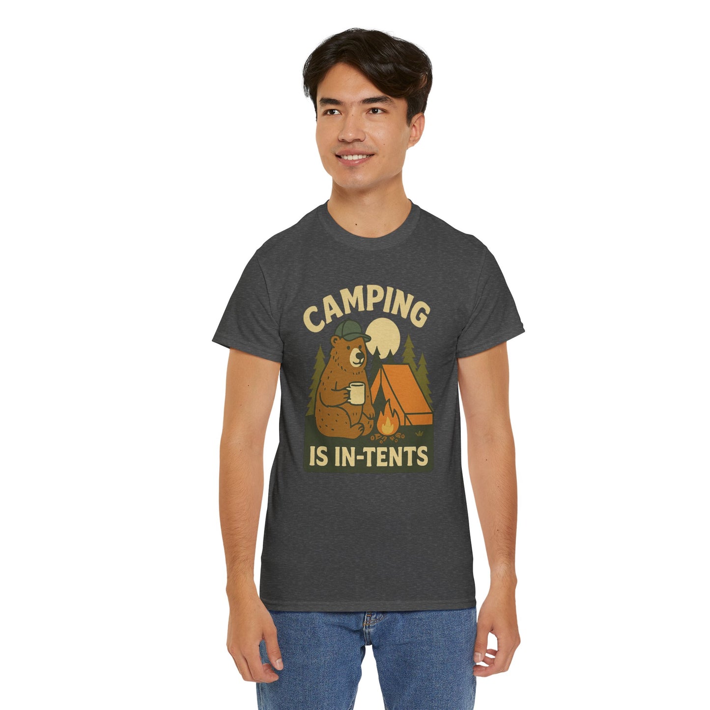 Camping Is In-Tents Funny Bear Camping Tee - Cute Outdoorsy Pun Shirt - Retro Campfire Graphic, Nature Lover Gift, Unisex Adventure Apparel