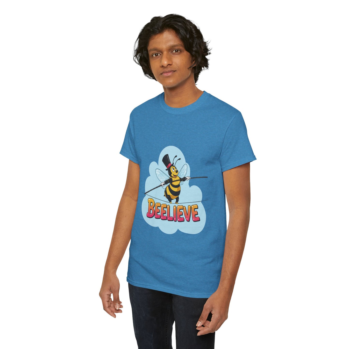 “Beelieve” Bee Pun T‑Shirt | Cute Bee Graphic Tee | Inspirational Pun Shirt | Funny Nature Lover Gift | Bee Belief Positive Vibes Tee