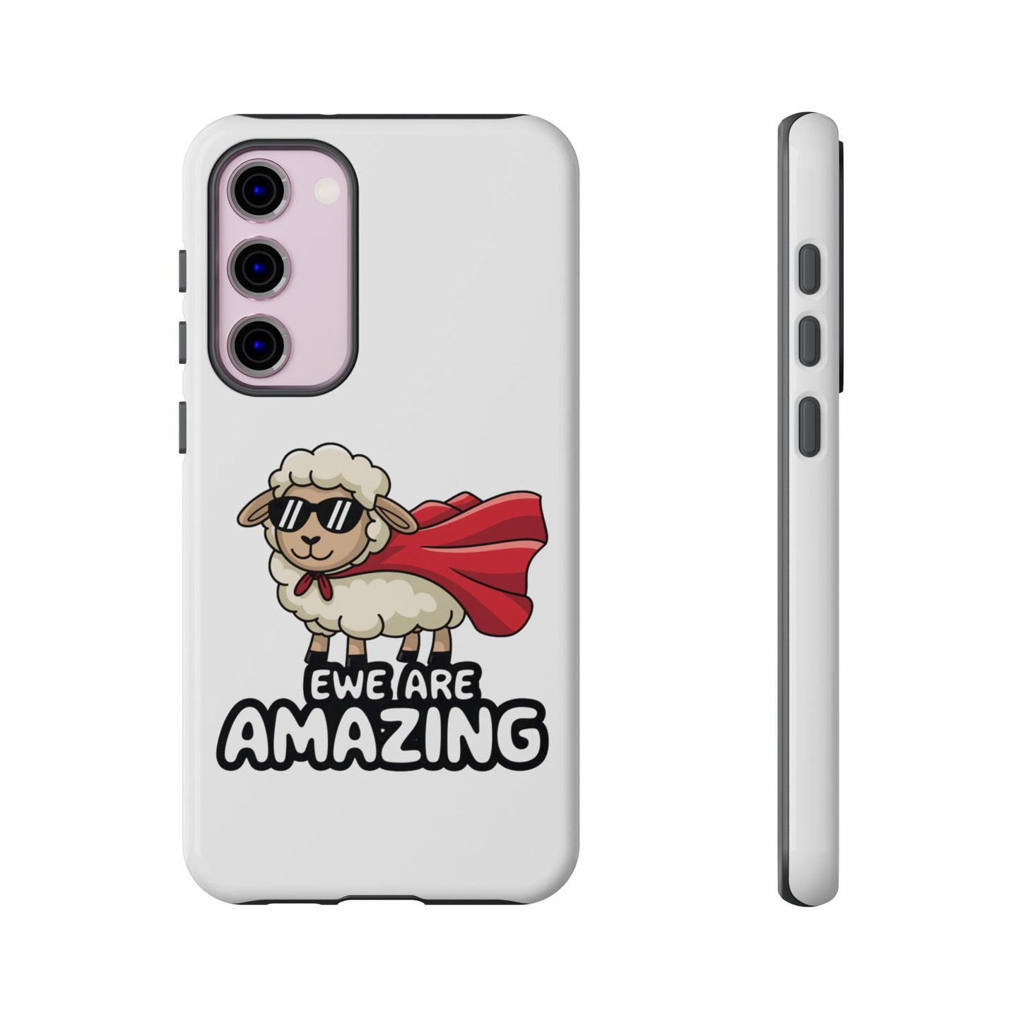 Funny Samsung Case - Cute Sheep Phone Cover - "Ewe Are Amazing" Gift for Her or Him - Animal Pun Superhero Case - Samsung Case