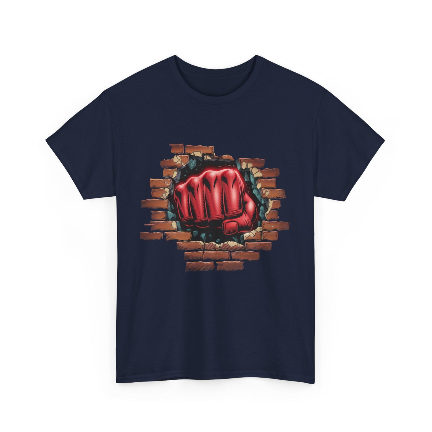 Impact Fist Graphic T-Shirt – Punch Through Brick Wall Design | Bold Streetwear Tee for Fighters, Gym & Edge-Lovers