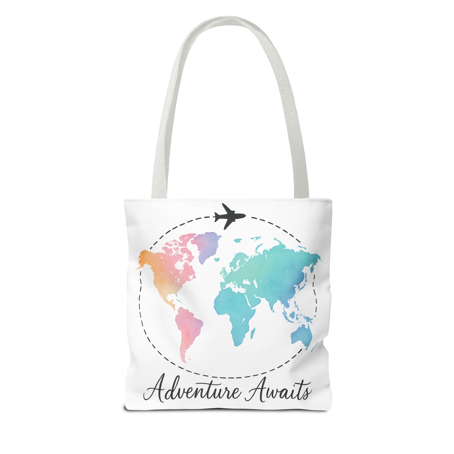 Adventure Awaits Watercolor World Map Tote Bag | Travel Canvas Tote | Wanderlust Gift, Beach, Camping, Airport Carryall, Eco-Friendly