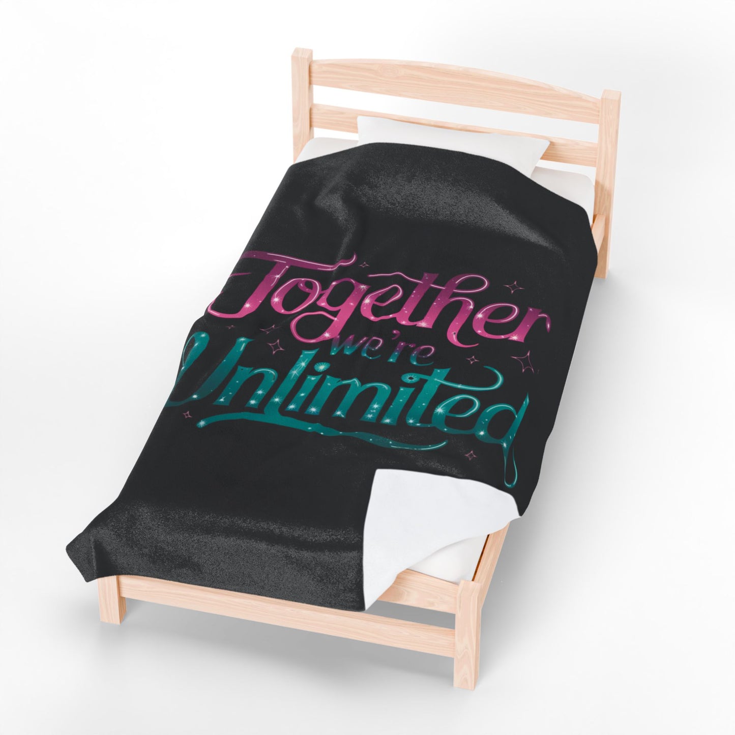 Velveteen Plush Blanket - Musical Quote 'Together We're Unlimited'