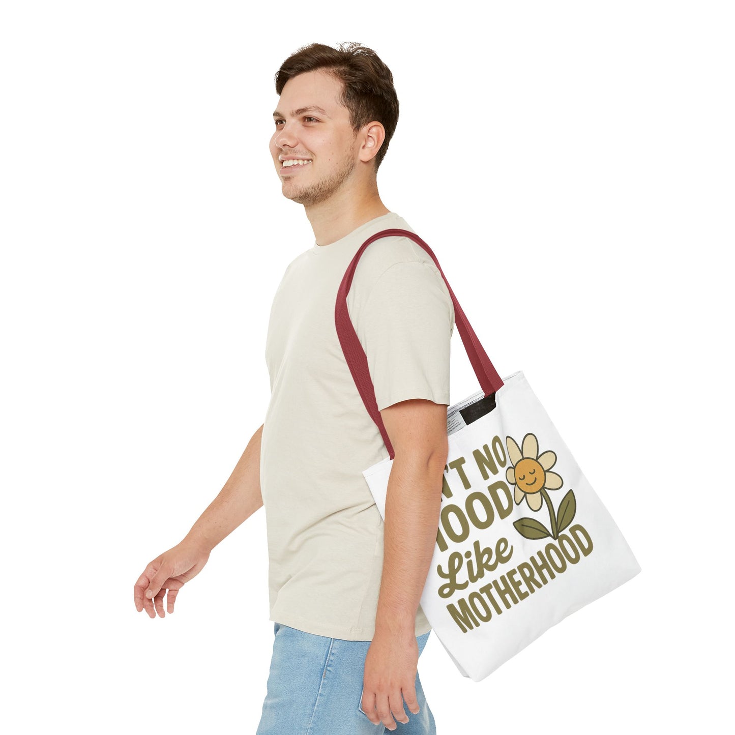Motherhood Tote Bag with Flower Design Mother's Day Bag Tote for Mom Reusable Shopping Bag