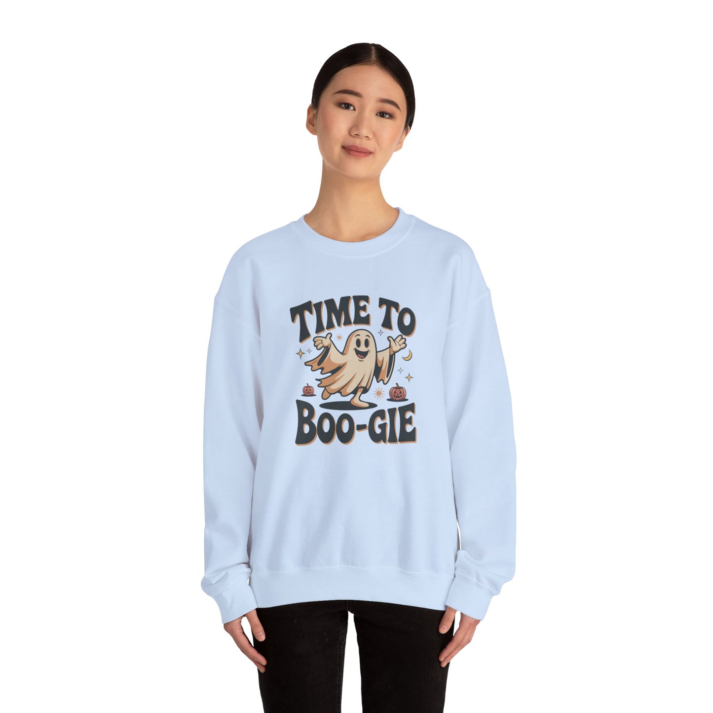 Time to Boo-gie Sweatshirt, Cute Ghost Halloween Crewneck, Spooky Sayings Graphic Pullover, Boo-gie Ghost Sweater, Fall Spooky Season Outfit