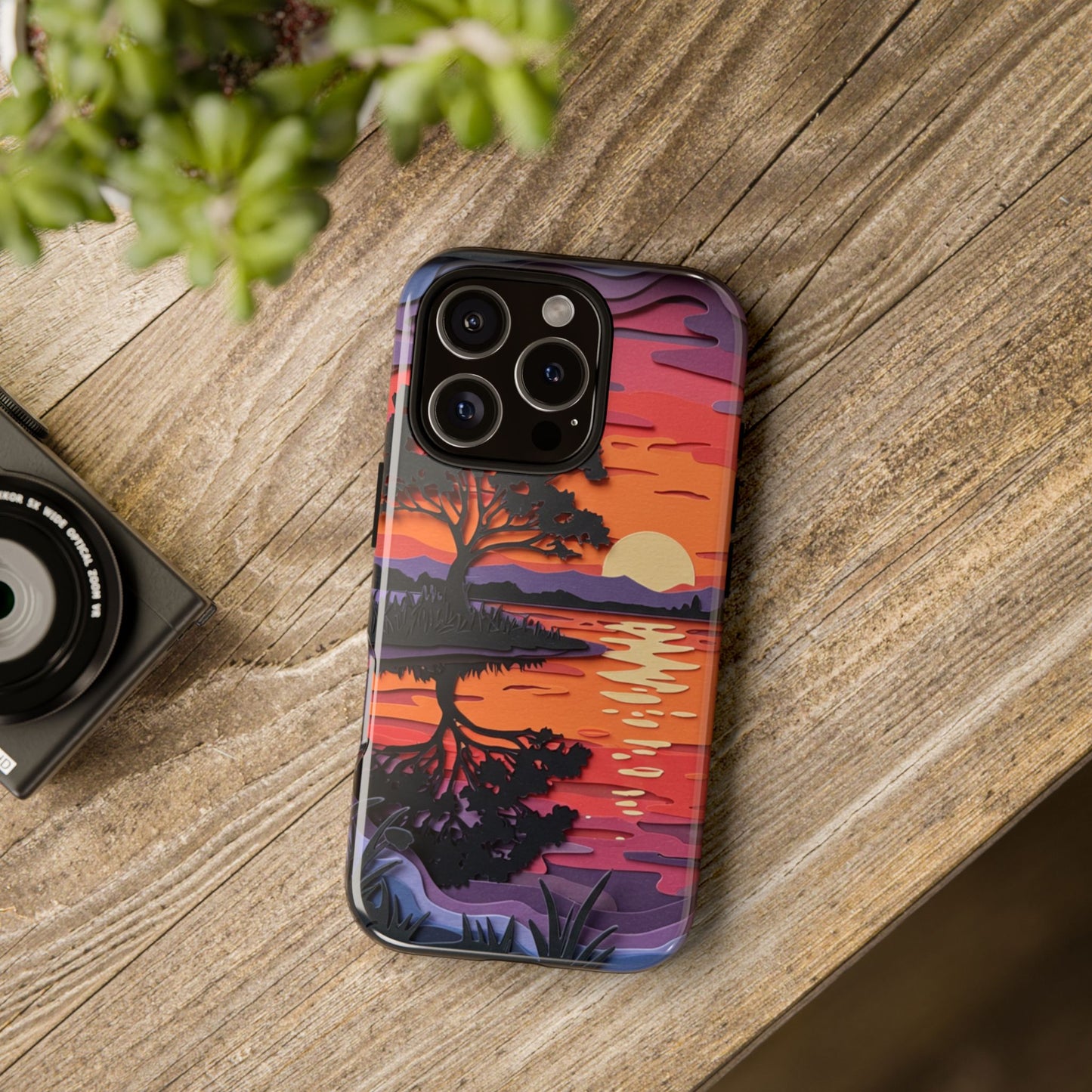 iPhone Case - Colorful Paper Art Sunset Design