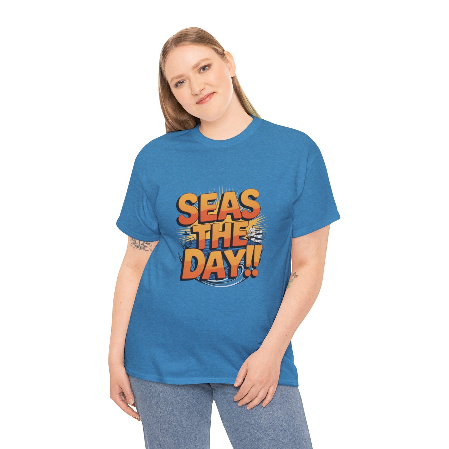 Seas The Day!! Tee • Ocean Pun Graphic Shirt • Comfort Colors Unisex Beachy Vibes • Nautical Aesthetic • Gift for Sea Lovers & Summer Vacays