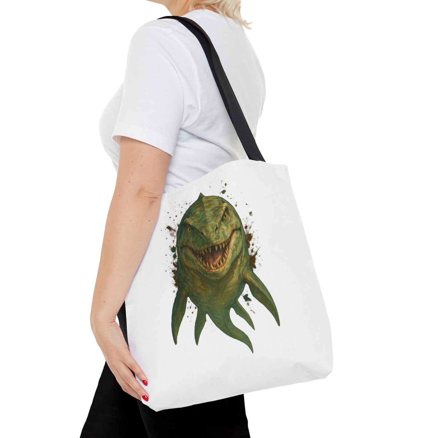 Watercolor Mosasaurus Tote Bag - Prehistoric Sea Monster Art, Dinosaur Ocean Reptile Gift, Eco Canvas Bag for Dino and Marine Fans
