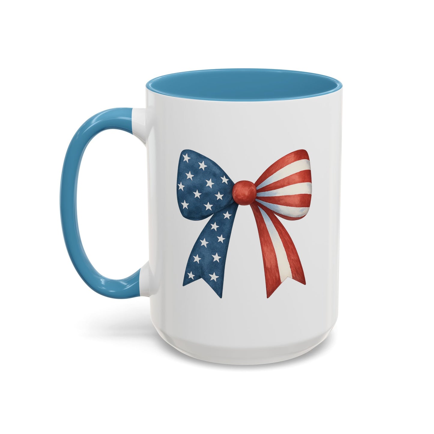 Patriotic Bow Mug | 4th of July Coffee Mug | American Flag Mug | USA Stars Stripes Cup | July 4th Gift Idea | Red White Blue Drinkware