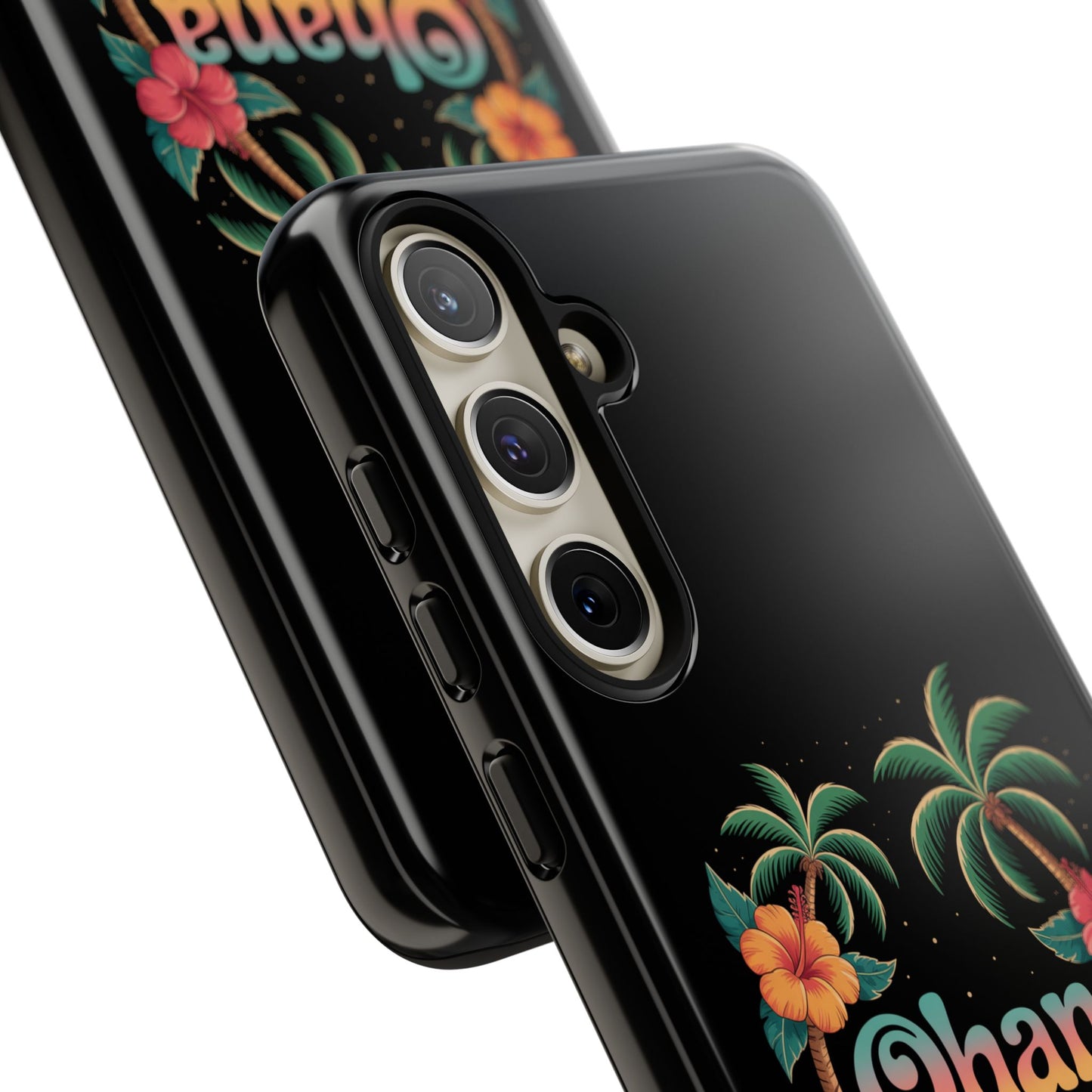 Tropical Ohana Samsung Case - Summer Beach Phone Cover - Hawaiian Palm & Hibiscus Design - Rugged & Glossy Protector for Galaxy