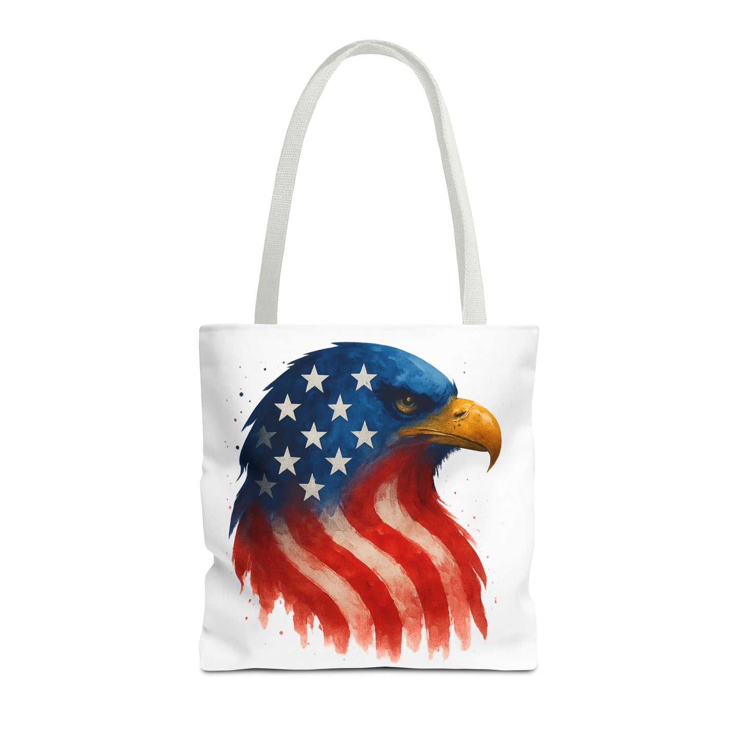 Patriotic Eagle Tote Bag USA Flag Canvas Carryall - Eco-Friendly Independence Day, Memorial Day Gift for Veterans, Reusable Shopping Bag