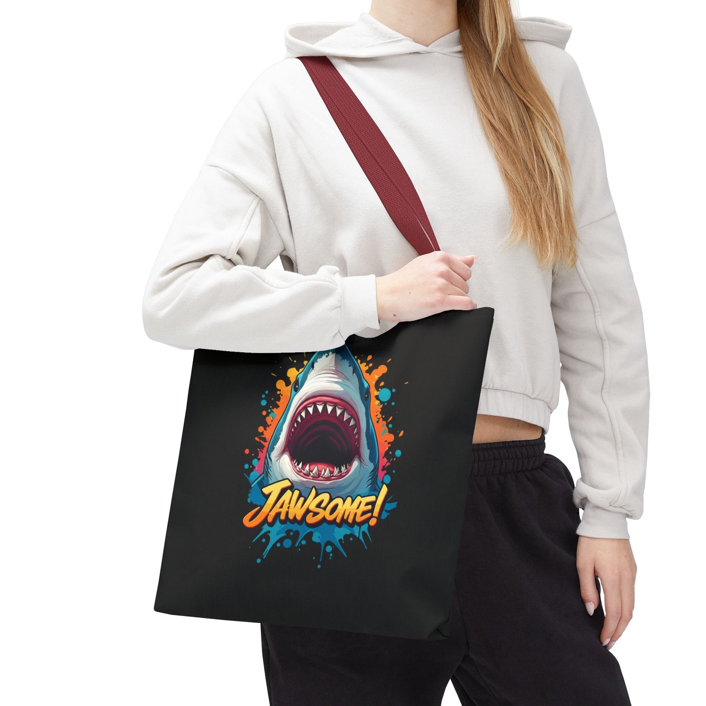 Shark Tote Bag – JAWSOME Funny Ocean Lover Bag – Durable Reusable Grocery, Beach, or Everyday Tote – Gift for Shark Fans & Sea Lovers