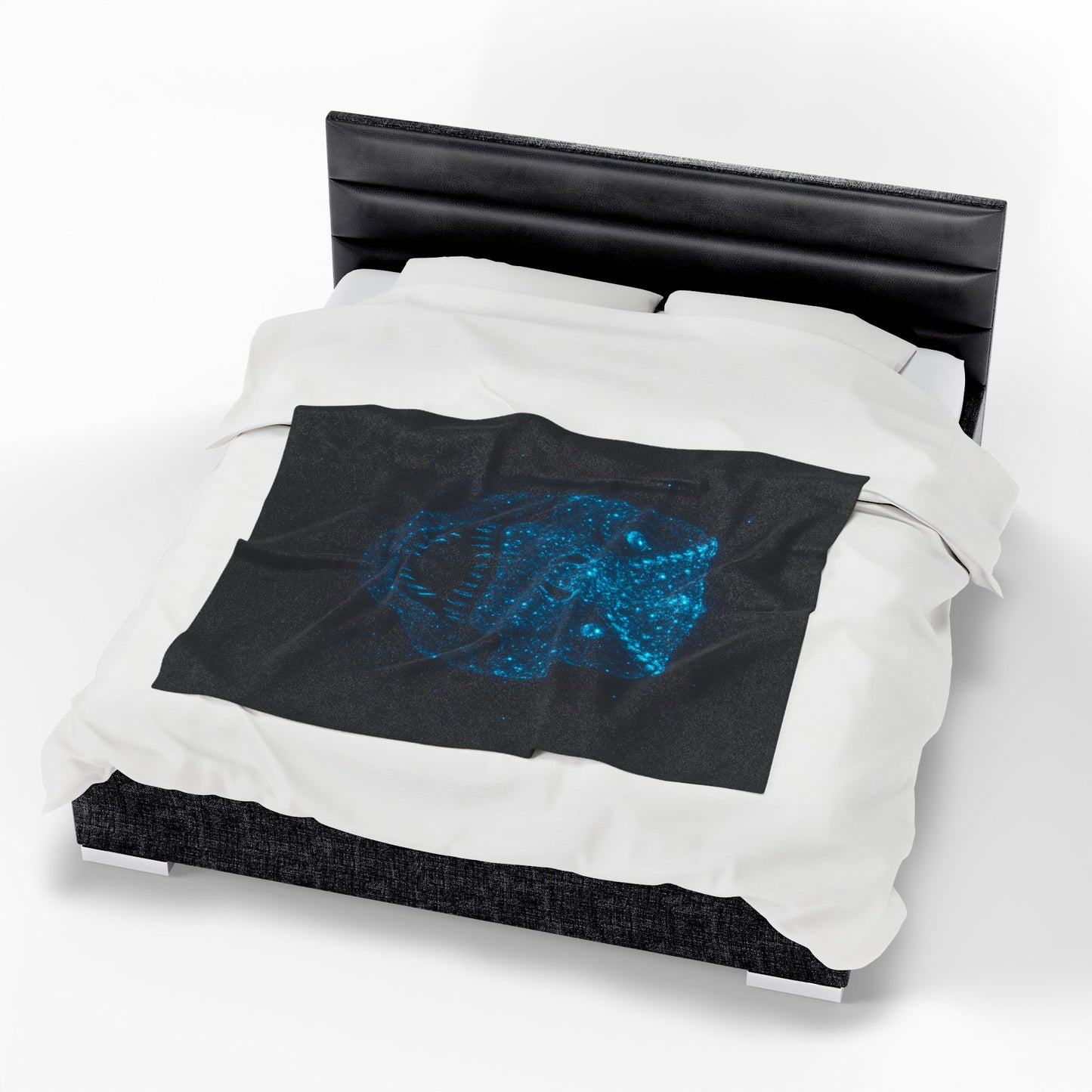 Bioluminescent-Style T-Rex Blanket - Neon Blue Dinosaur Throw for Kids, Teens and Gamers - Soft Cozy Dino Bedding, Unique Jurassic Gift