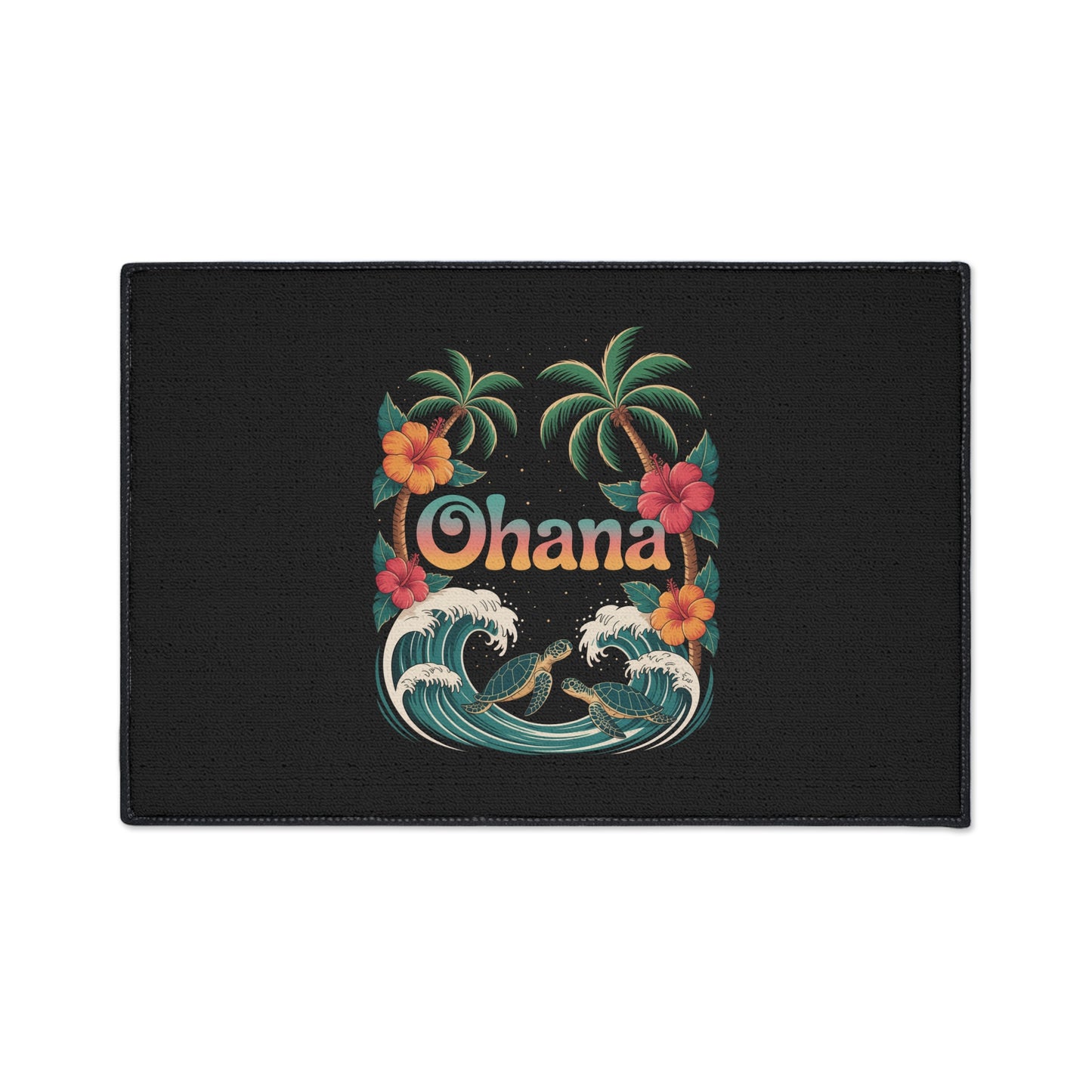 Ohana Hawaiian Door Mat - Tropical Welcome Mat - Beach House Entryway Rug - Coastal Home Decor - Island Aloha Summer Doormat