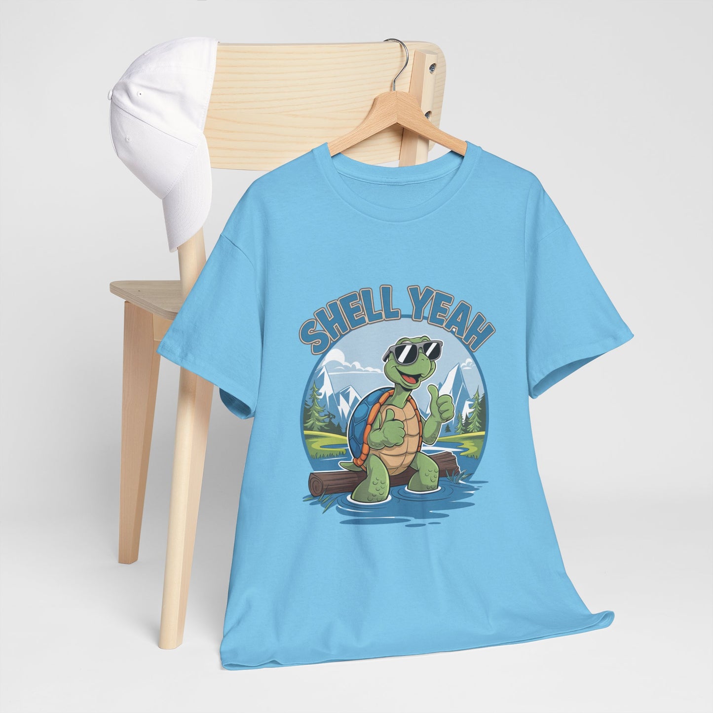 SHELL YEAH Turtle T-Shirt | Funny Cute Turtle Nature Graphic Tee | Handmade Animal Lover Gift | Eco Outdoor Adventure Shirt