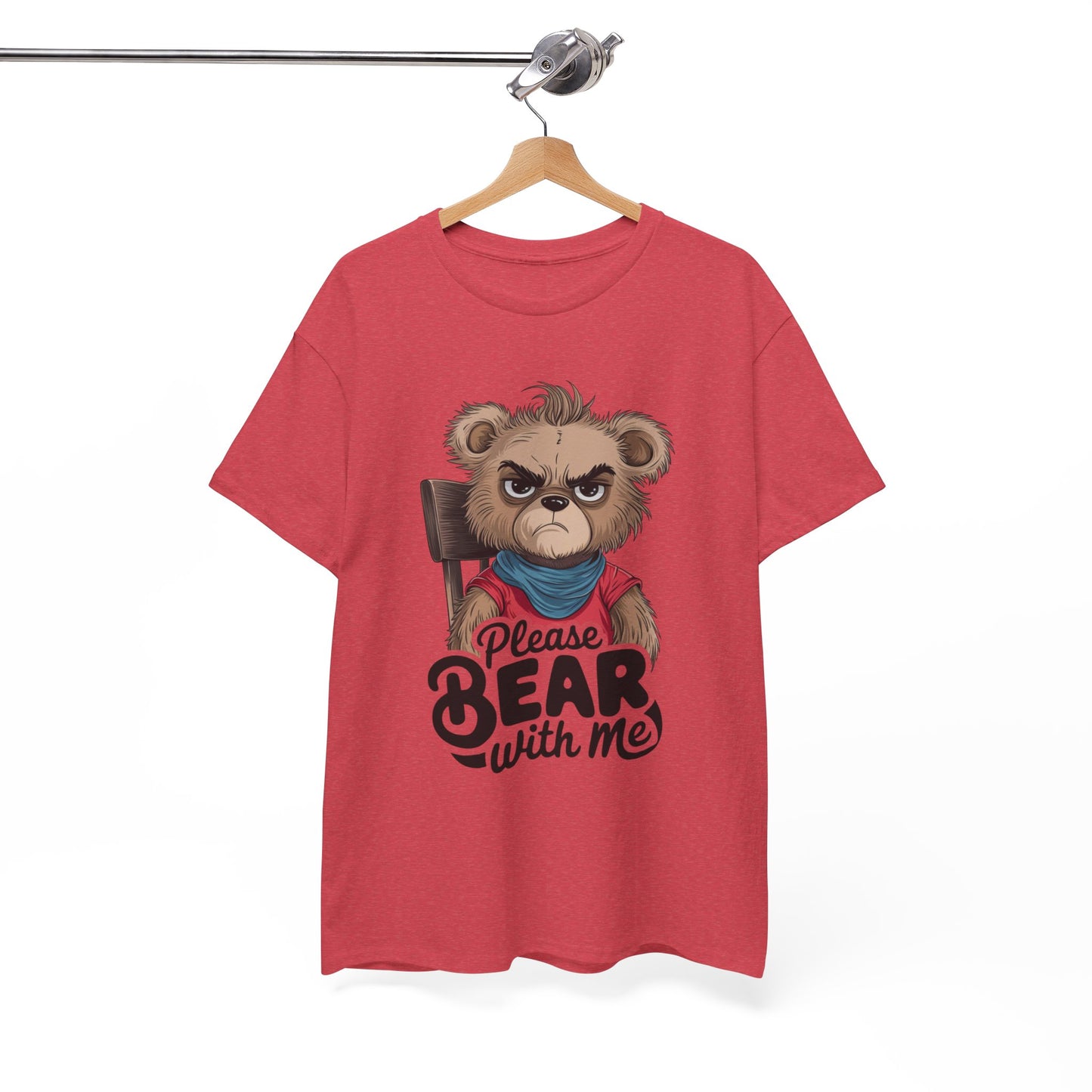 Grumpy Bear Graphic Tee – Please Bear With Me Shirt – Funny Animal T‑shirt – Sarcastic Humor Gift – Cute Bear Meme Art Tee