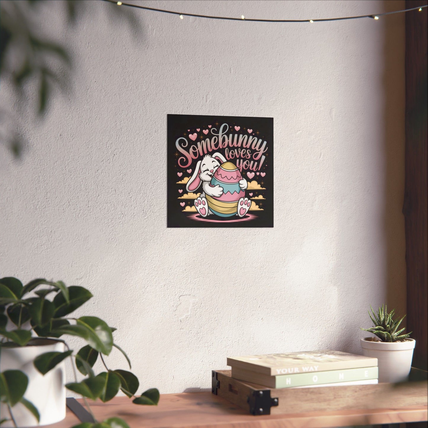 Poster Somebunny Loves You Easter Bunny Poster Easter Decor Easter Wall Art