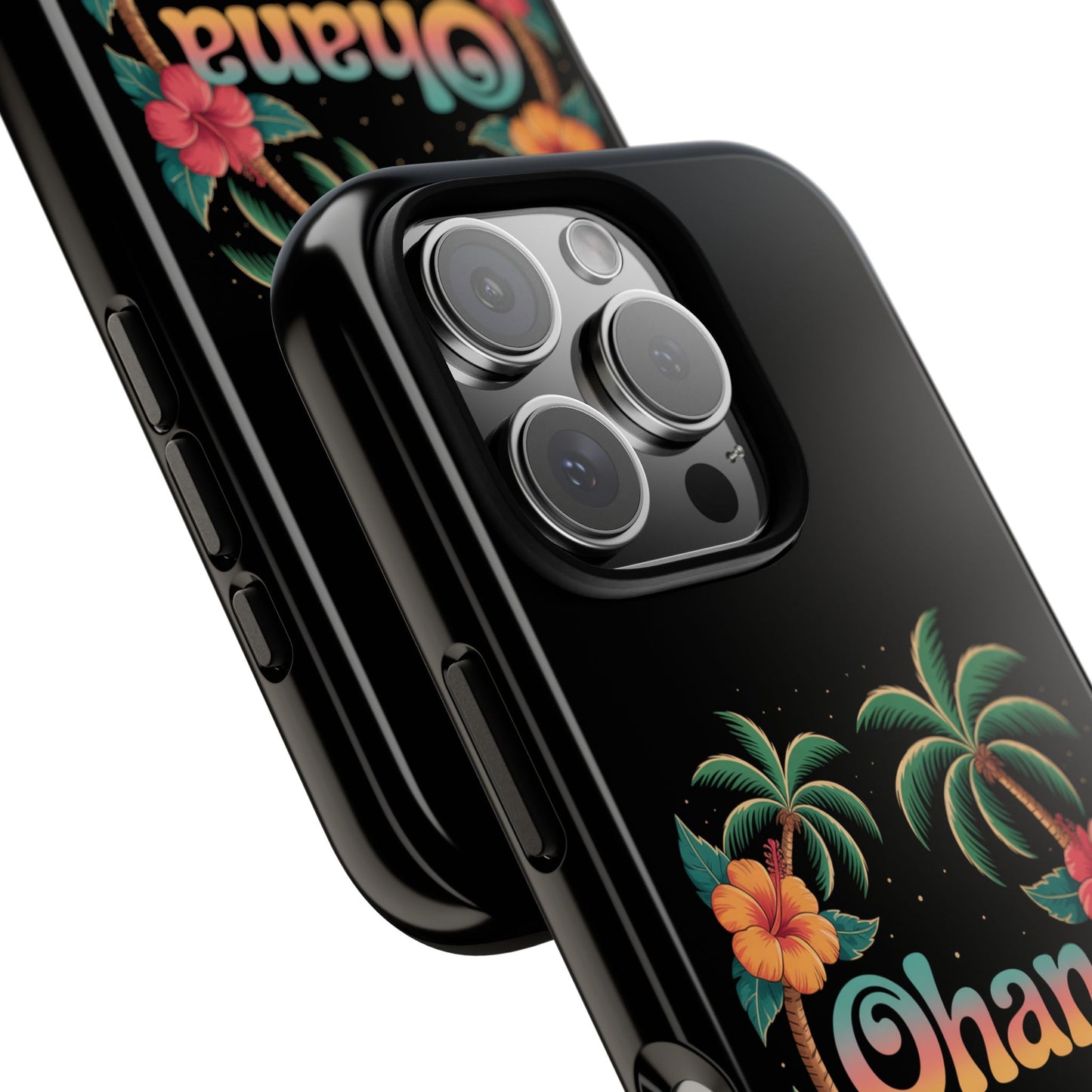 Tropical Ohana iPhone Case - Beach Vibes Cover with Palms, Hibiscus and Turtles - Rugged and Glossy Summer Phone Protector