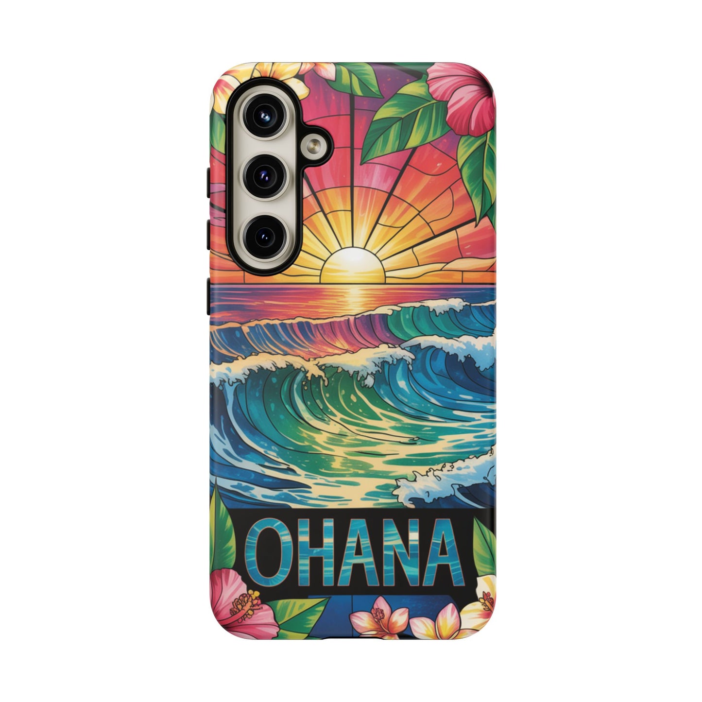 Samsung Galaxy Case Ohana Hawaiian Wave Phone Cover Sunset Tropical Beach Art Protective Case Gift for Samsung Lovers
