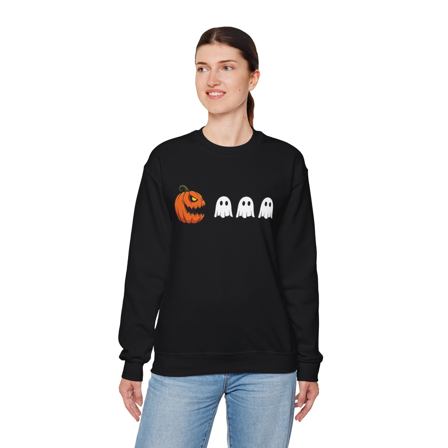 Pumpkin Ghost Sweatshirt, Funny Halloween Crewneck, Spooky Ghost Sweater, Cute Pumpkin Sweatshirt, Fall Outfit, Scary Face Sweatshirt