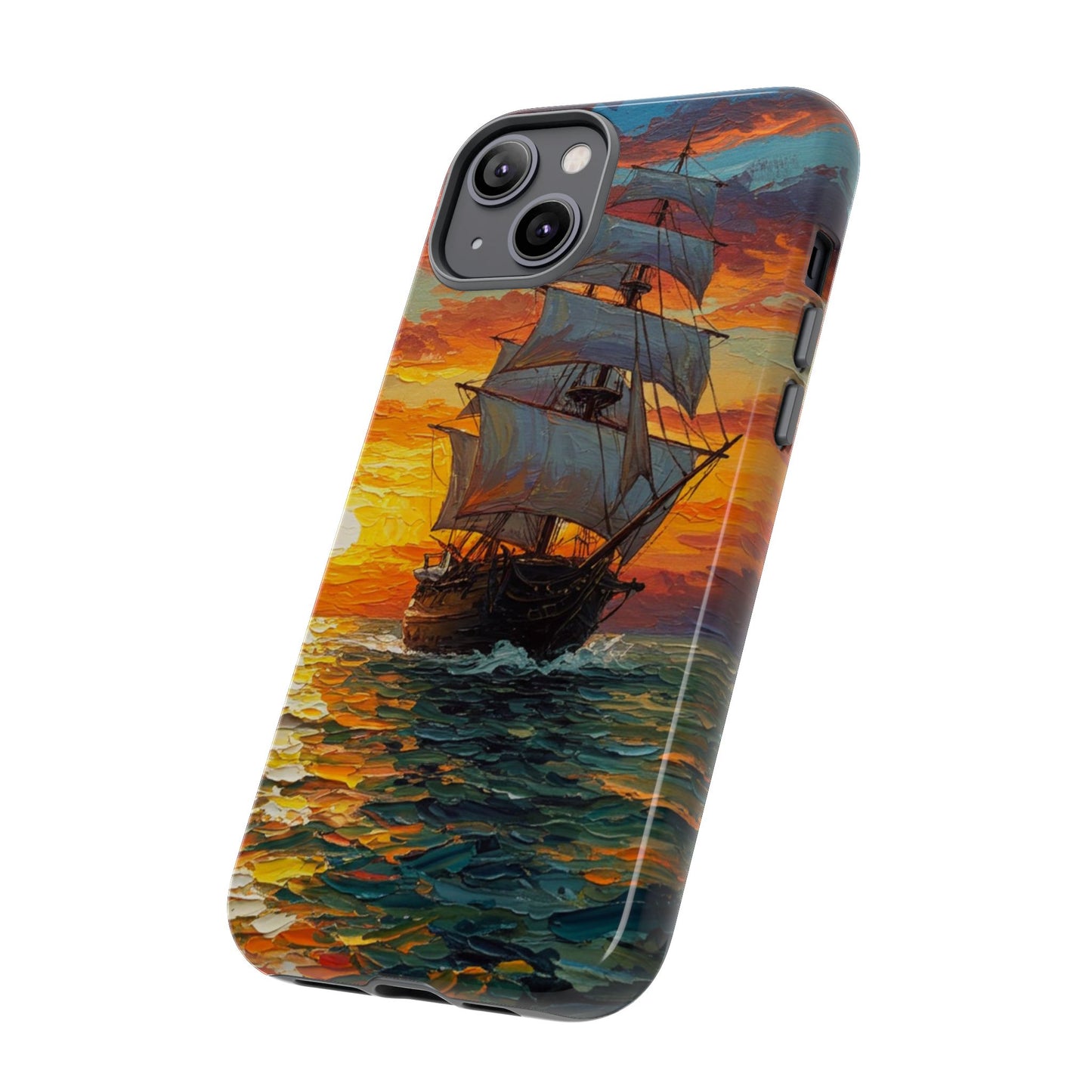 iPhone Case - Ship Sailing at Sunset Design