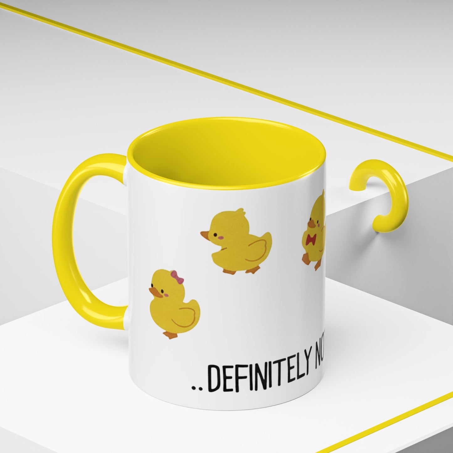 Funny Duck Mug, Cute Chick Coffee Cup, “Definitely Not In A Row” Mug, Cute Animal Lover Gift, Humor Tea Cup, Yellow Duck Kitchenware