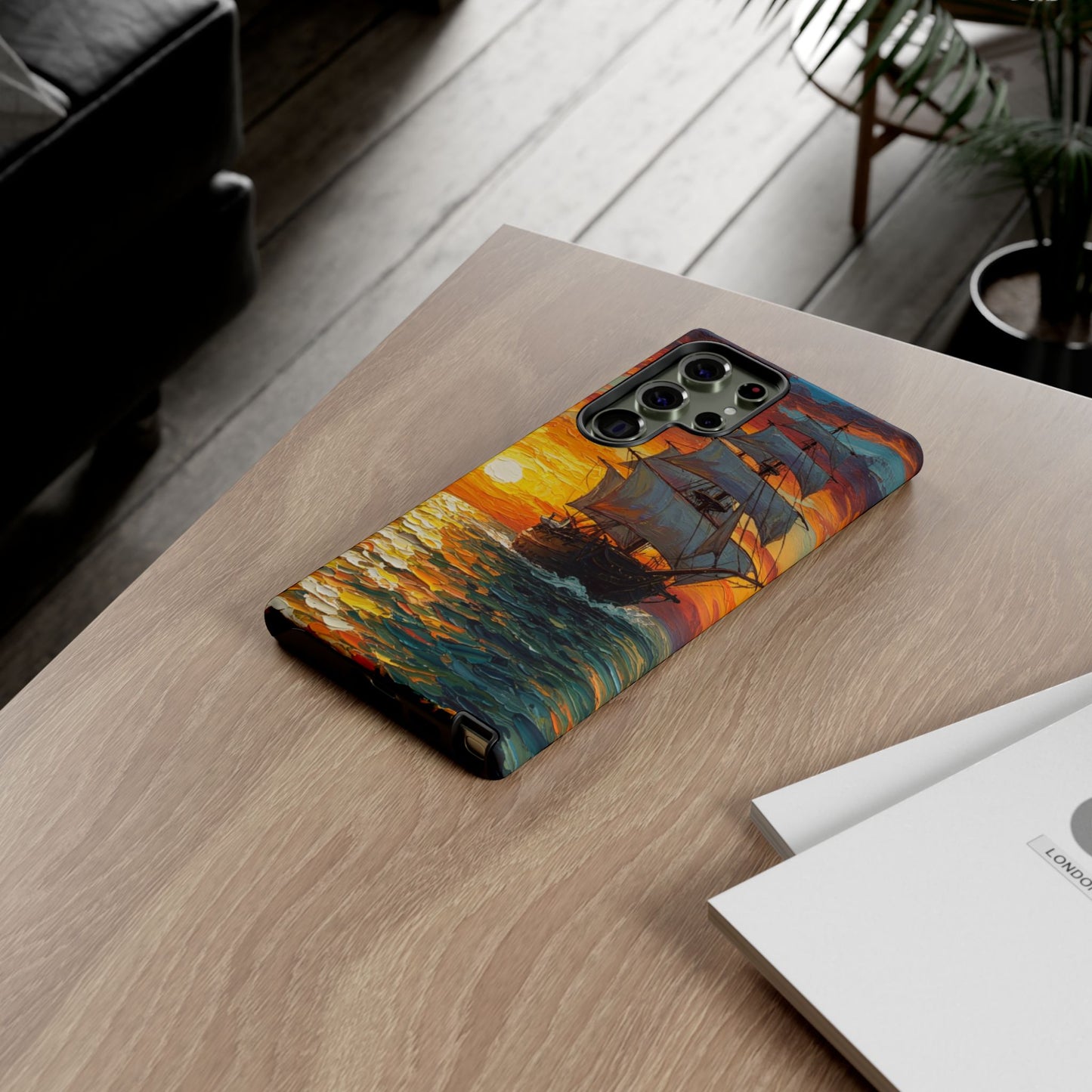 Samsung Galaxy Case - Ship Sailing at Sunset Design