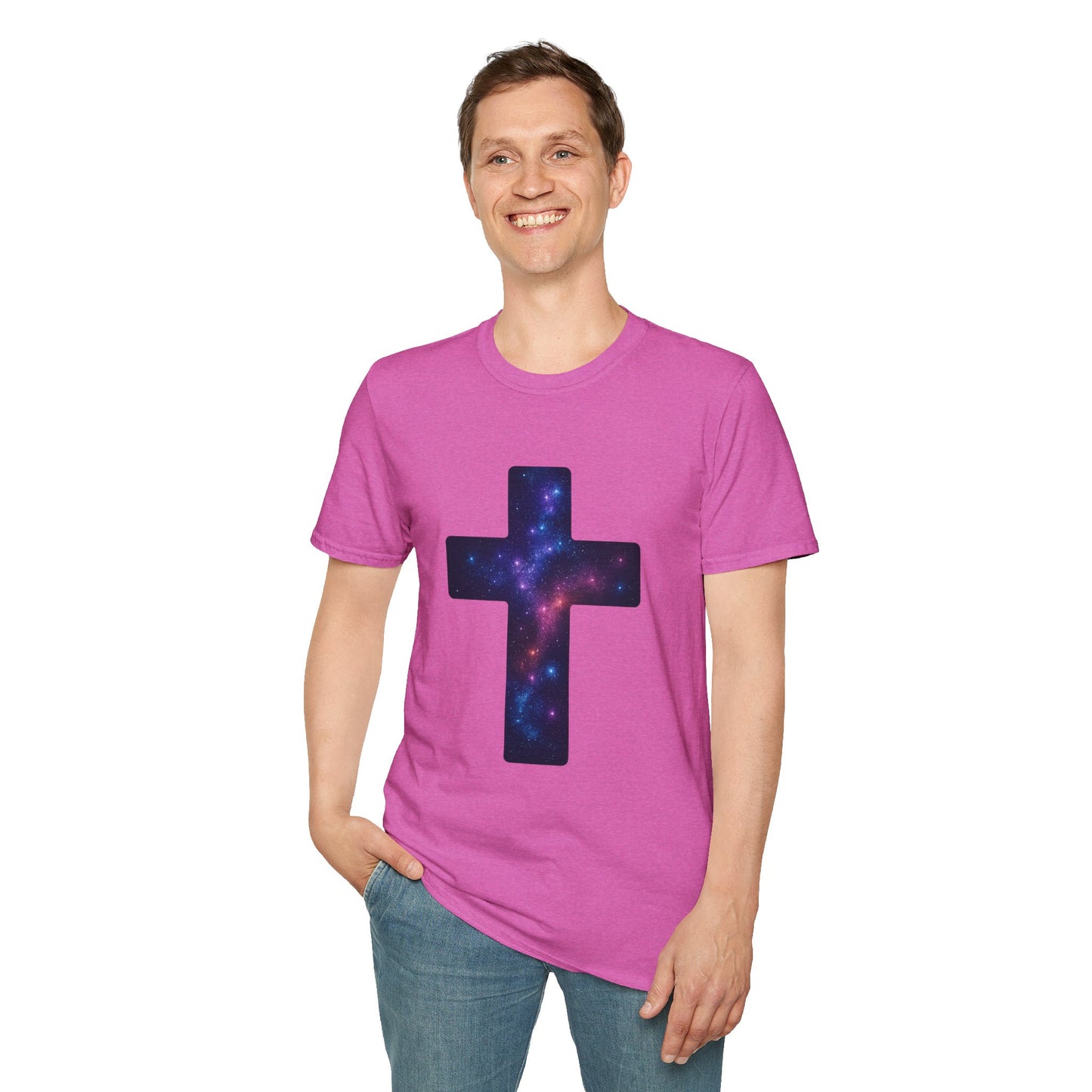Galaxy Cross Graphic Tee | Celestial Christian Shirt, Spiritual Universe Cross T-Shirt, Faith & Astronomy Gift for Women & Men, Space Aesthetic